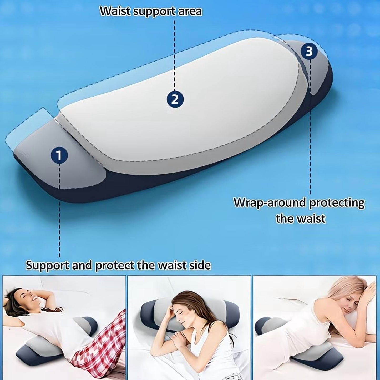 Fluffy Shredded Lumbar Support Pillow for Bed, Memory Foam Ergonomic Lower Back Support Waist Pillow for Side Back and Stomach Sleepe... - Decorative Throw Pillow Cushion for Sofa & Bed Detail