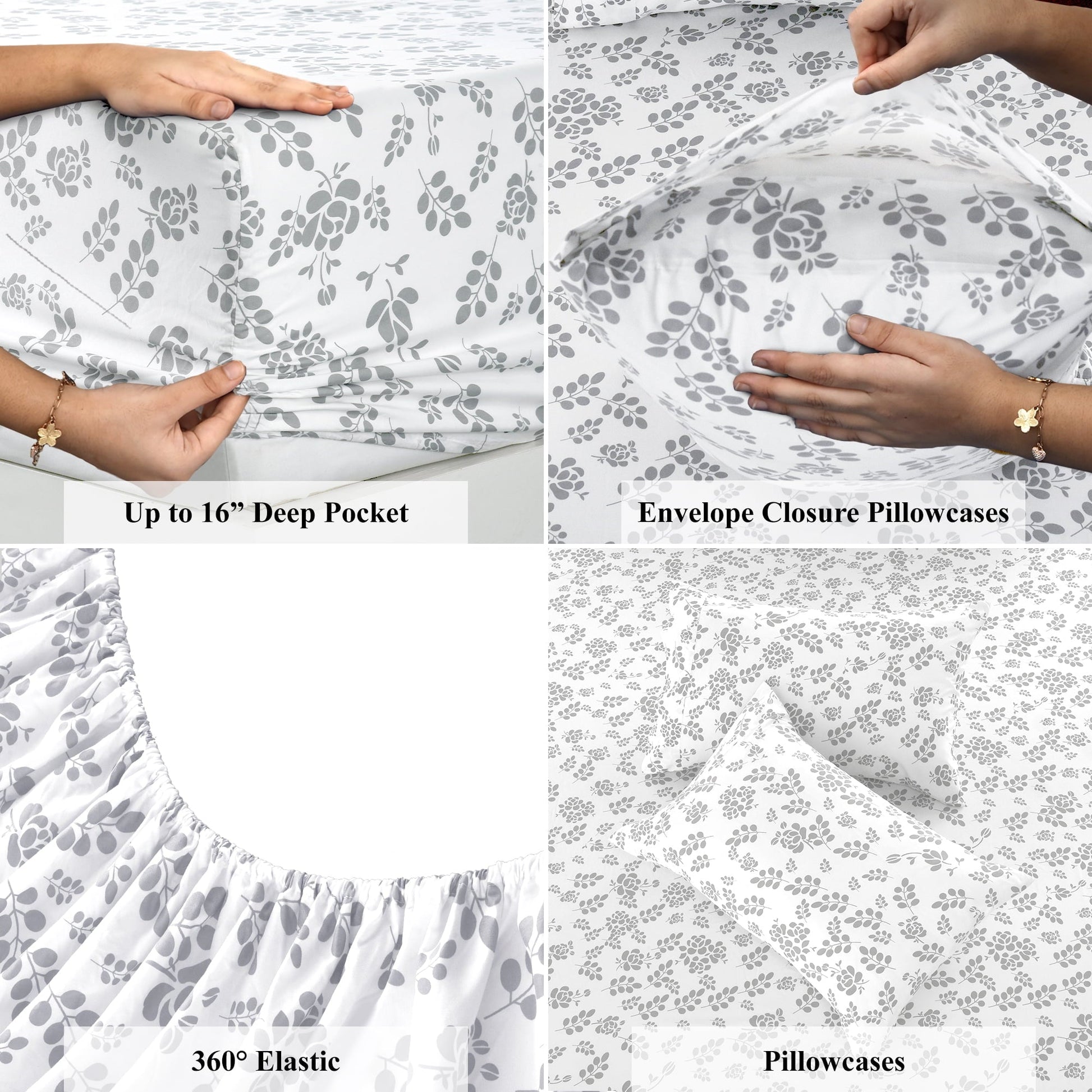 Breathable Luxury Lux Decor Twin Microfiber Bed Sheets - 3 Piece Floral Sheet Set, Soft Breathable Bedding, Wrinlkle Resistant, OEKO-TE... - Luxury Bed Sheet Set with Deep Pockets Detail