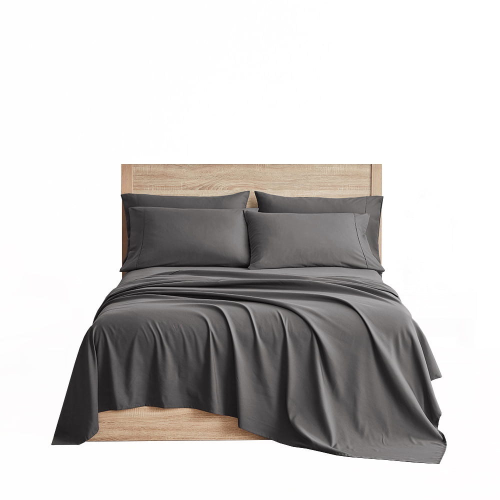 Cooling Sateen So Soft 3-Piece Dark Gray Sheet Set, Twin - Premium Ultra-Soft Pillowcase Pair for Sleeping Detail