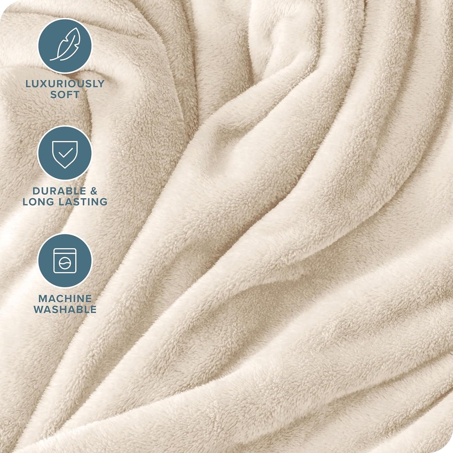 Cozy Fleece Throw Blanket for Couch, Ultra Soft Cream White Throws for Travel Camping Sofa Bed, Lightweight Cozy Bed Blanket for ... - Lightweight Plush Warm Blanket for All Seasons Detail