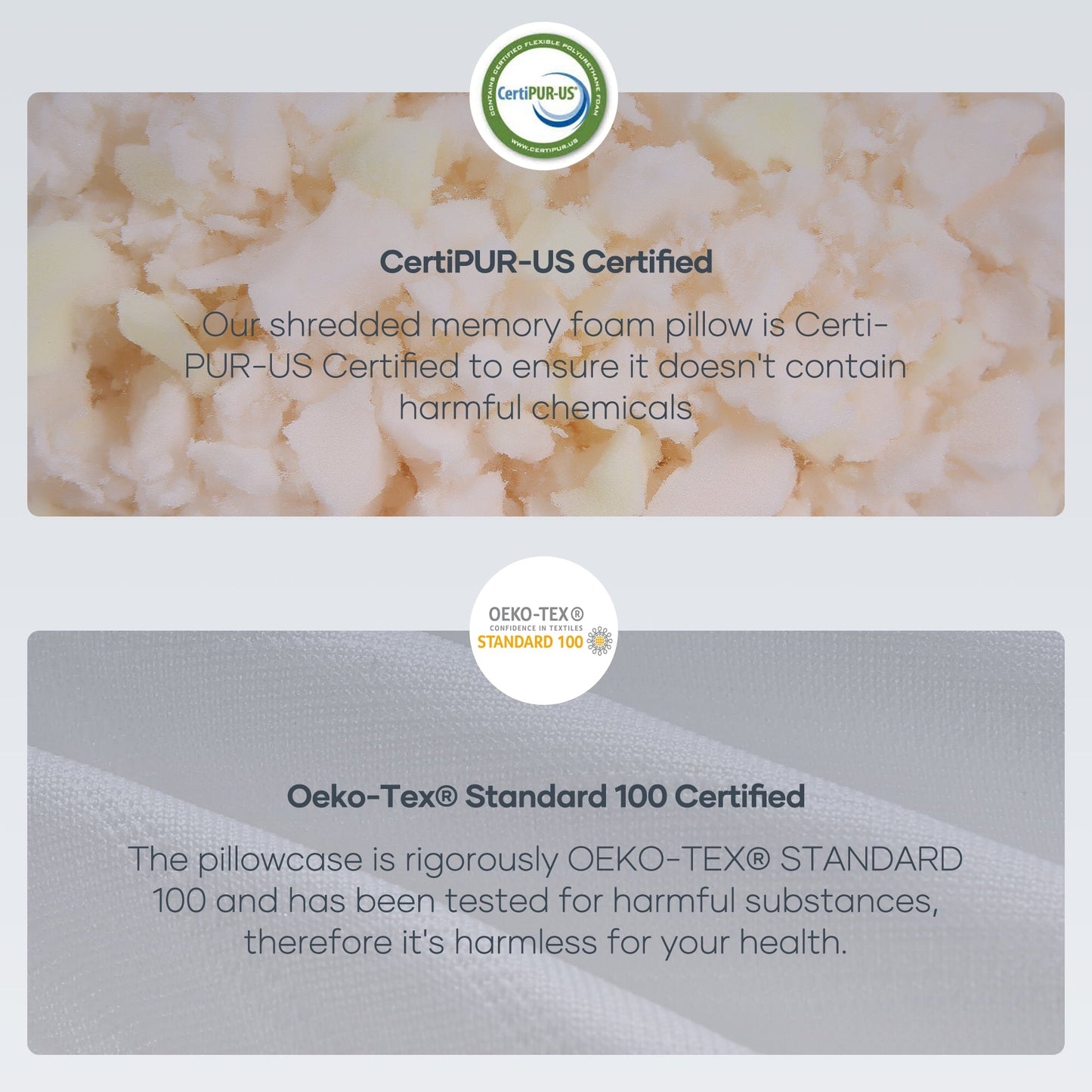 Fluffy Shredded Shredded Memory Foam Pillow 2 Pack Pillow for Bed, Side, Back and Stomach Sleepers, CertiPUR-US Certified 28"x20" - Ergonomic Memory Foam Pillow for Neck Pain Support Detail