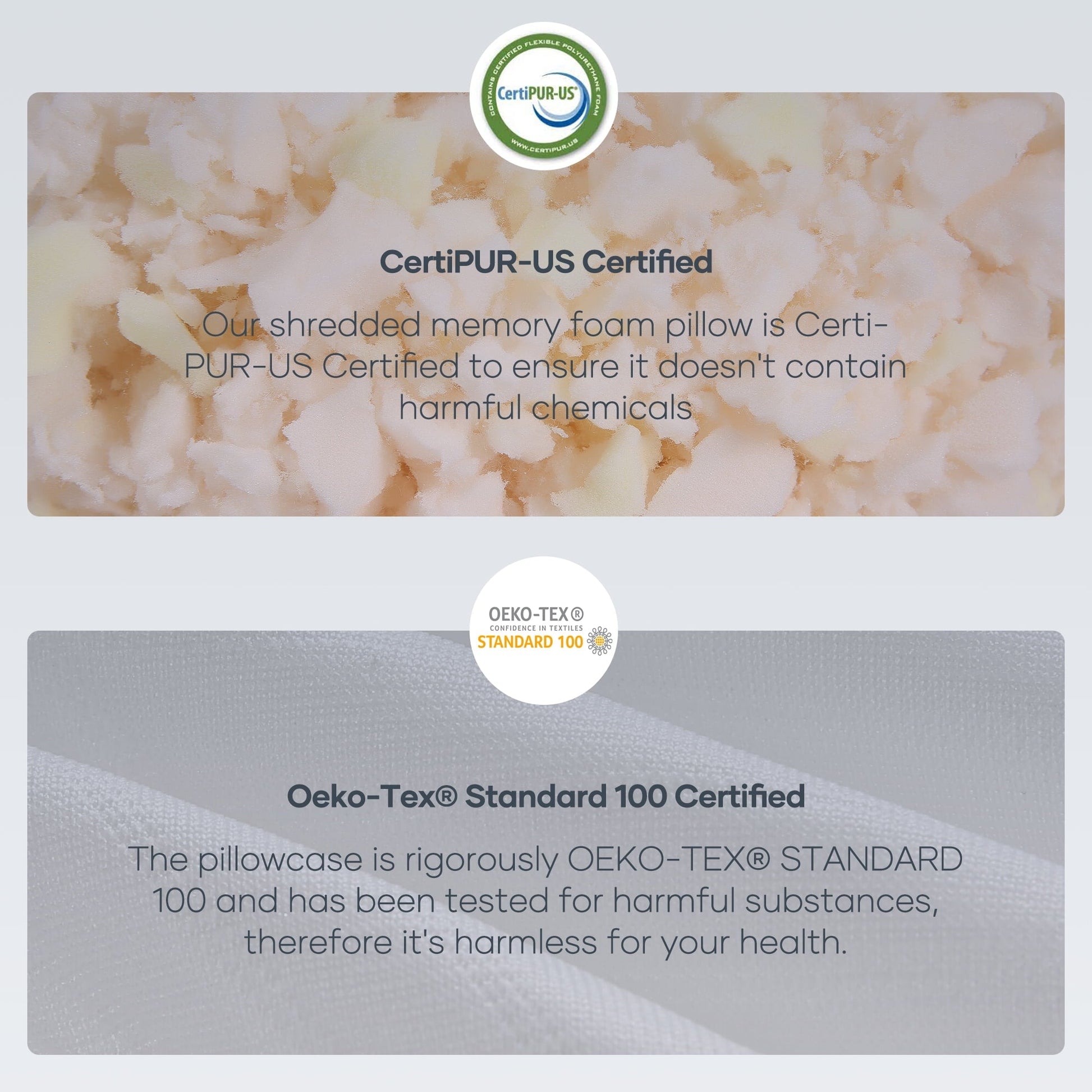 Fluffy Shredded Shredded Memory Foam Pillow 2 Pack Pillow for Bed, Side, Back and Stomach Sleepers, CertiPUR-US Certified 28"x20" - Ergonomic Memory Foam Pillow for Neck Pain Support Detail