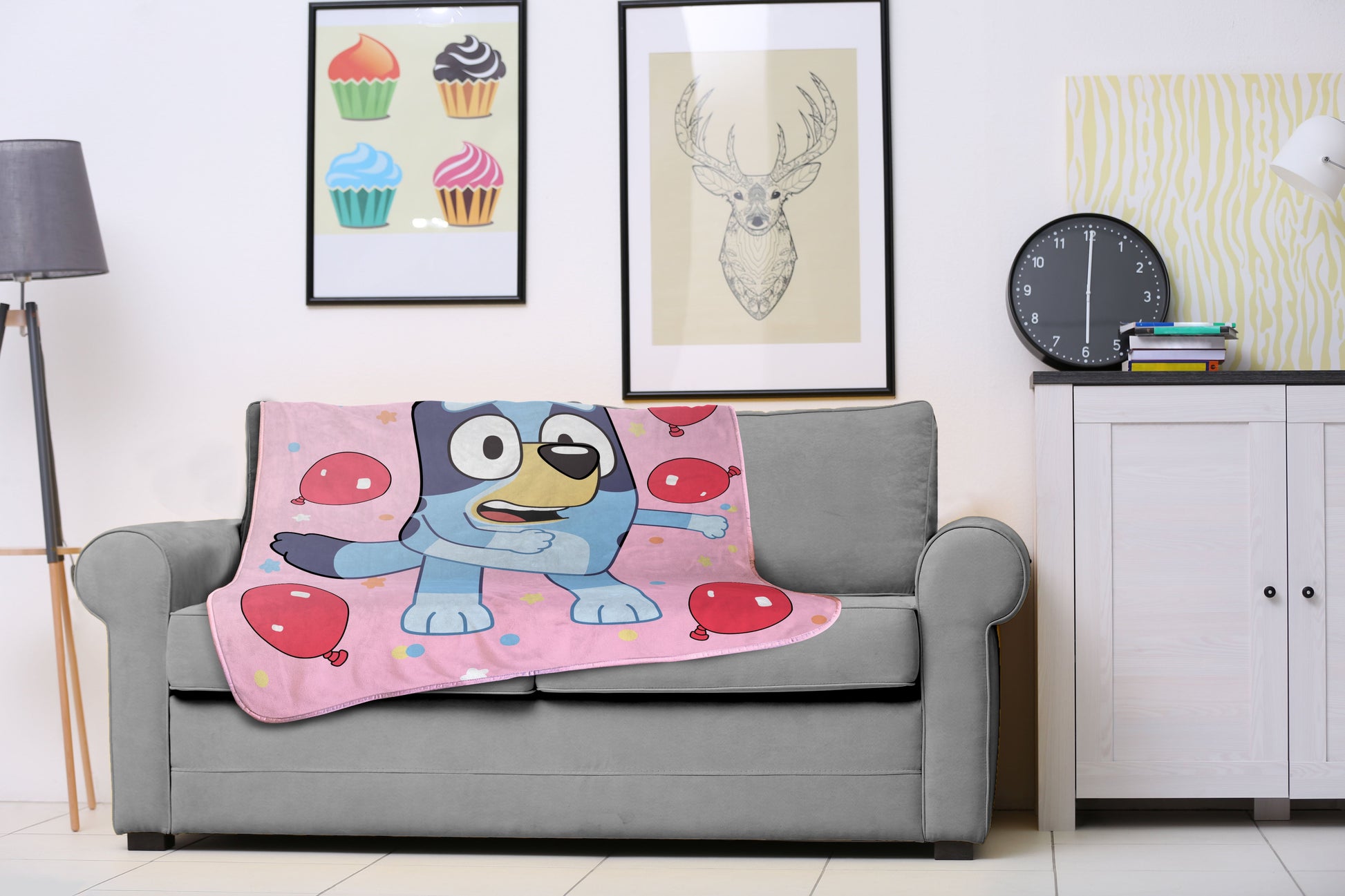Cozy Fleece Balloon Party 46" x 60" Throw Blanket, Kids, Pink, Microfiber - Luxury Knitted Decorative Throw Blanket with Fringes Detail