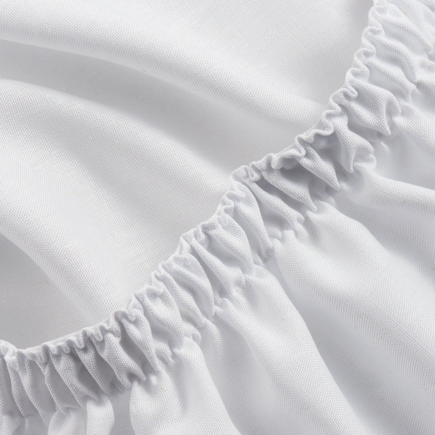 Breathable Luxury 4-Piece White Lyocell & Linen Blend Percale Bed Sheet Set, Queen - Breathable Egyptian Cotton Flat & Fitted Sheets Detail
