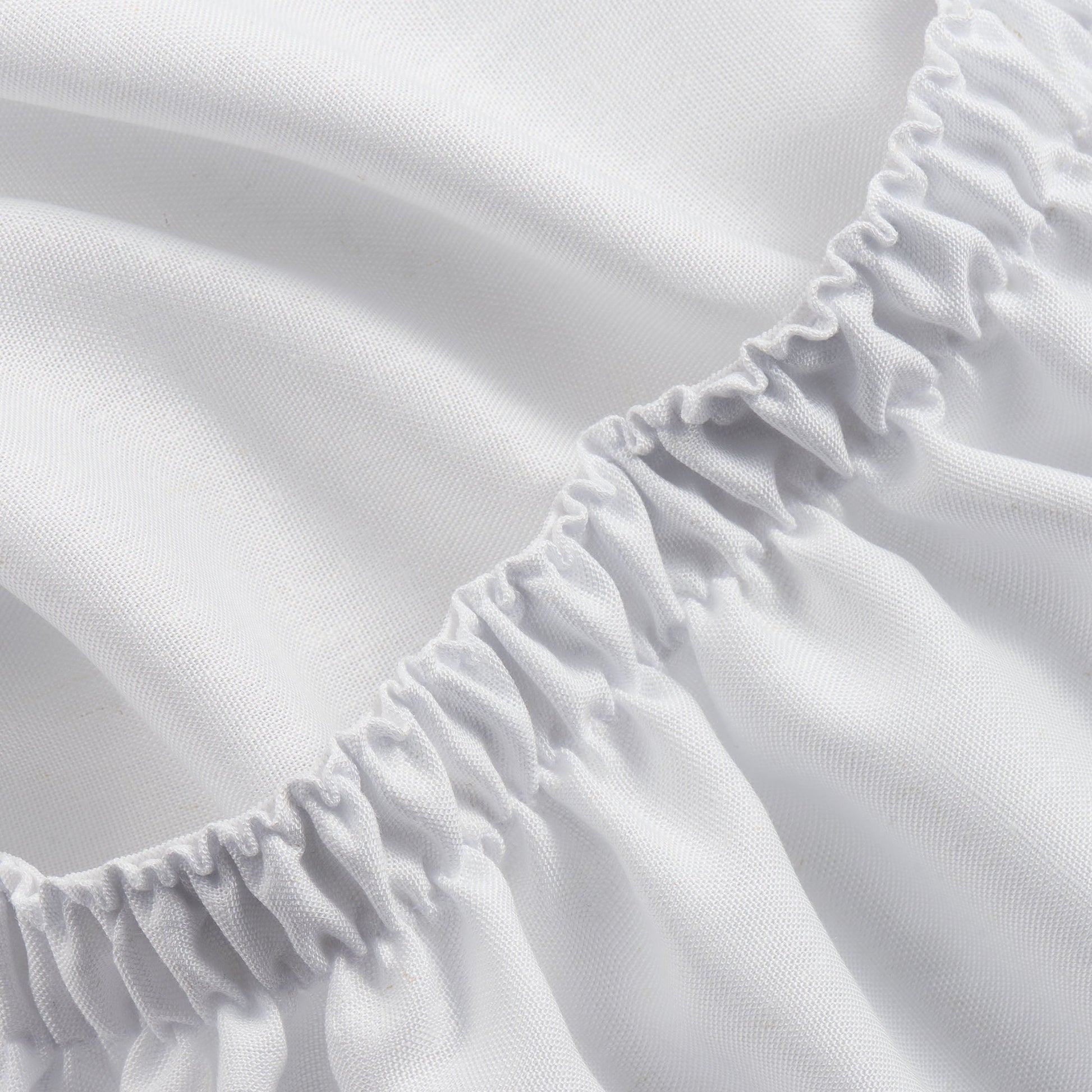 Breathable Luxury 4-Piece White Lyocell & Linen Blend Percale Bed Sheet Set, Queen - Breathable Egyptian Cotton Flat & Fitted Sheets Detail