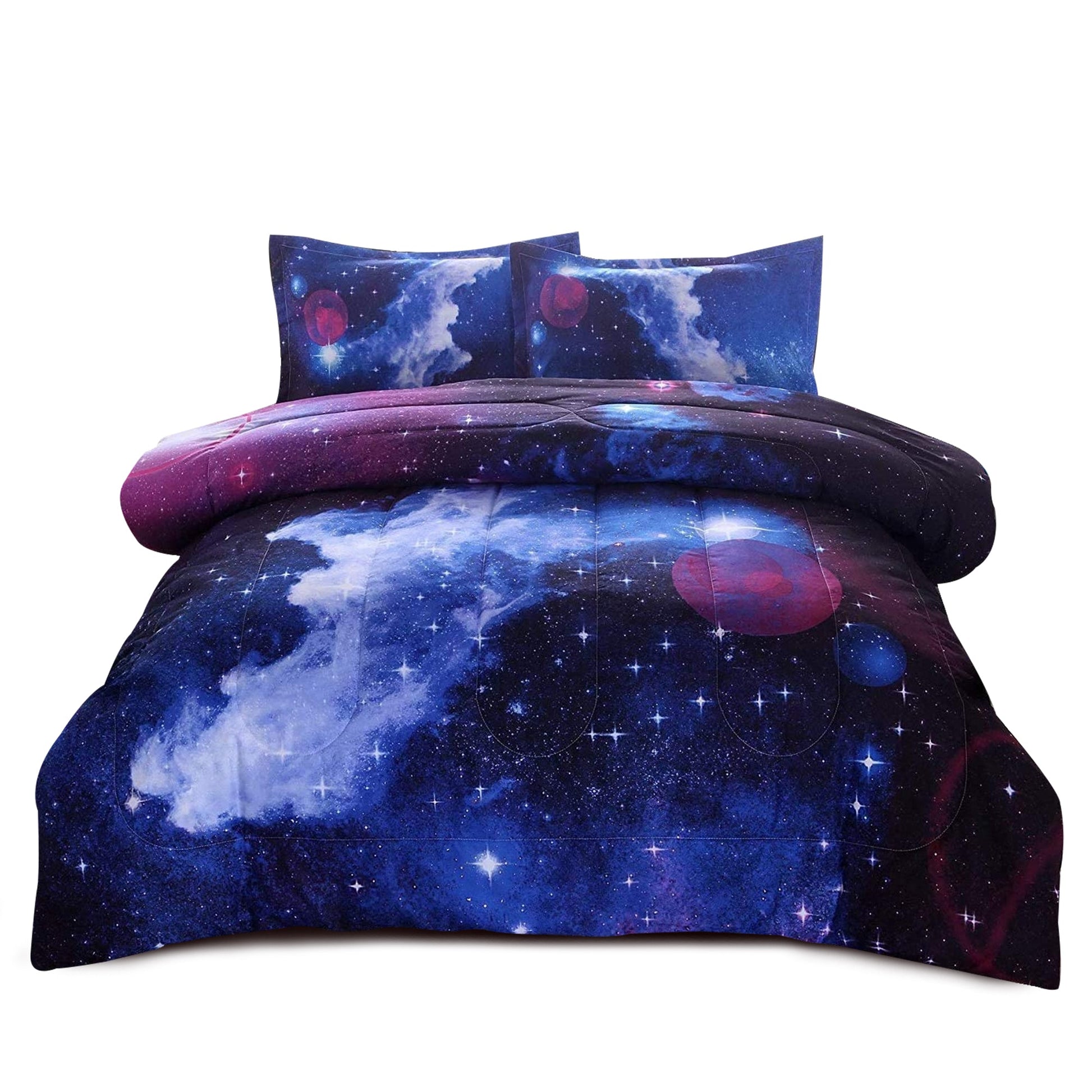 All-Season Galaxy Bedding Sets Outer Space Comforter 3D Printed Space Quilt Set Full Size for Kids Blue - Cloud-Like Soft Lightweight Bed Comforter Detail