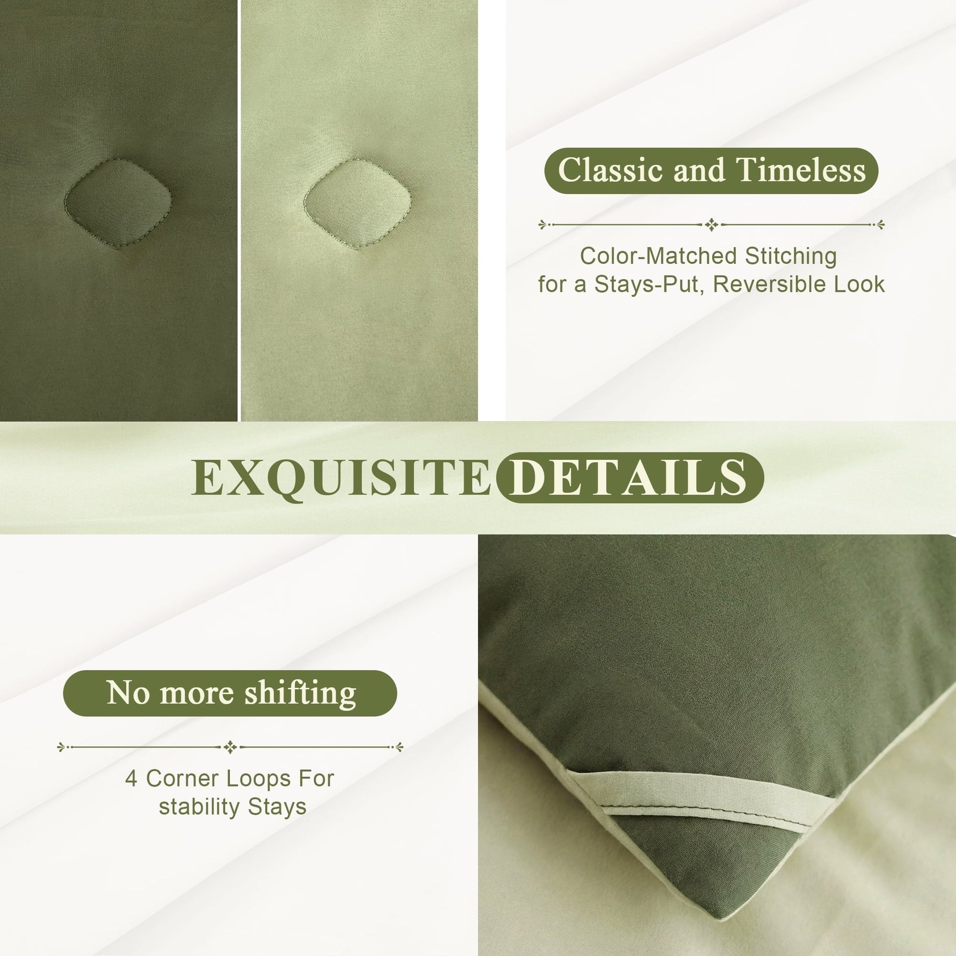 Fluffy Down Alternative 7 Pieces Comforter Set Queen，Bed in A bag，All Seasons Bedding sets with Comforter,Fitted Sheet,Flat Sheet,Pillowcases... - Luxurious Quilted Duvet Cover Set Detail