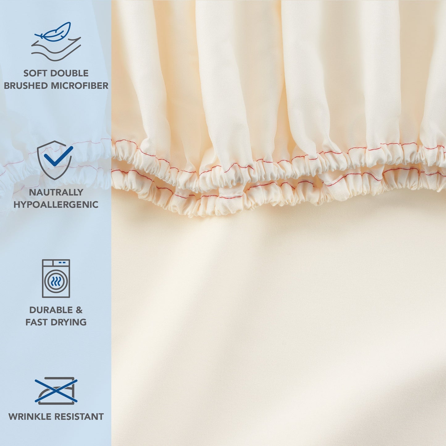 Wrinkle-Resistant Brushed Microfiber Fitted Sheets - Bedding Essentials - Full - (6 Pack) Ivory - Cooling Hotel Quality Bedding Sheets and Pillowcases Detail