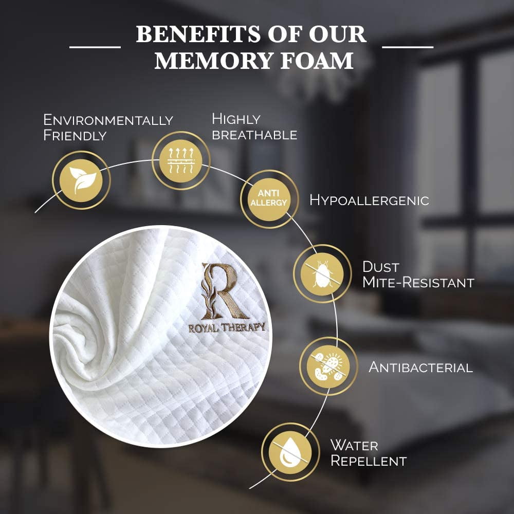 Decorative Plump Queen Memory Foam Pillow + Extra Pillowcase, Bed Pillow for Neck & Shoulders for Adult - Orthopedic Shredded Foam Bed Pillow Set Detail