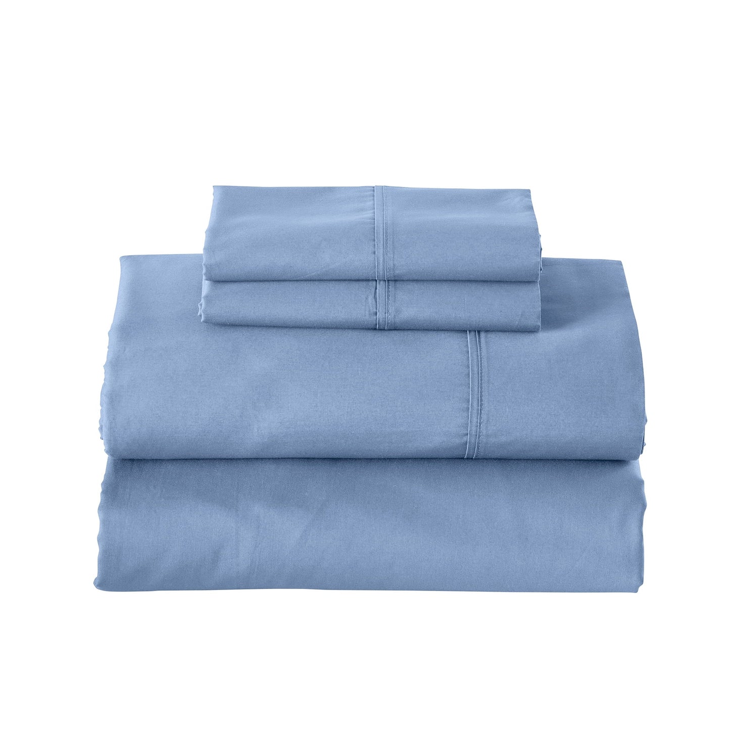 Wrinkle-Resistant Cool & Crisp 3-Piece 300 Thread Count Blue Water Cotton Percale Sheet Set, Twin - Breathable Egyptian Cotton Flat & Fitted Sheets Detail