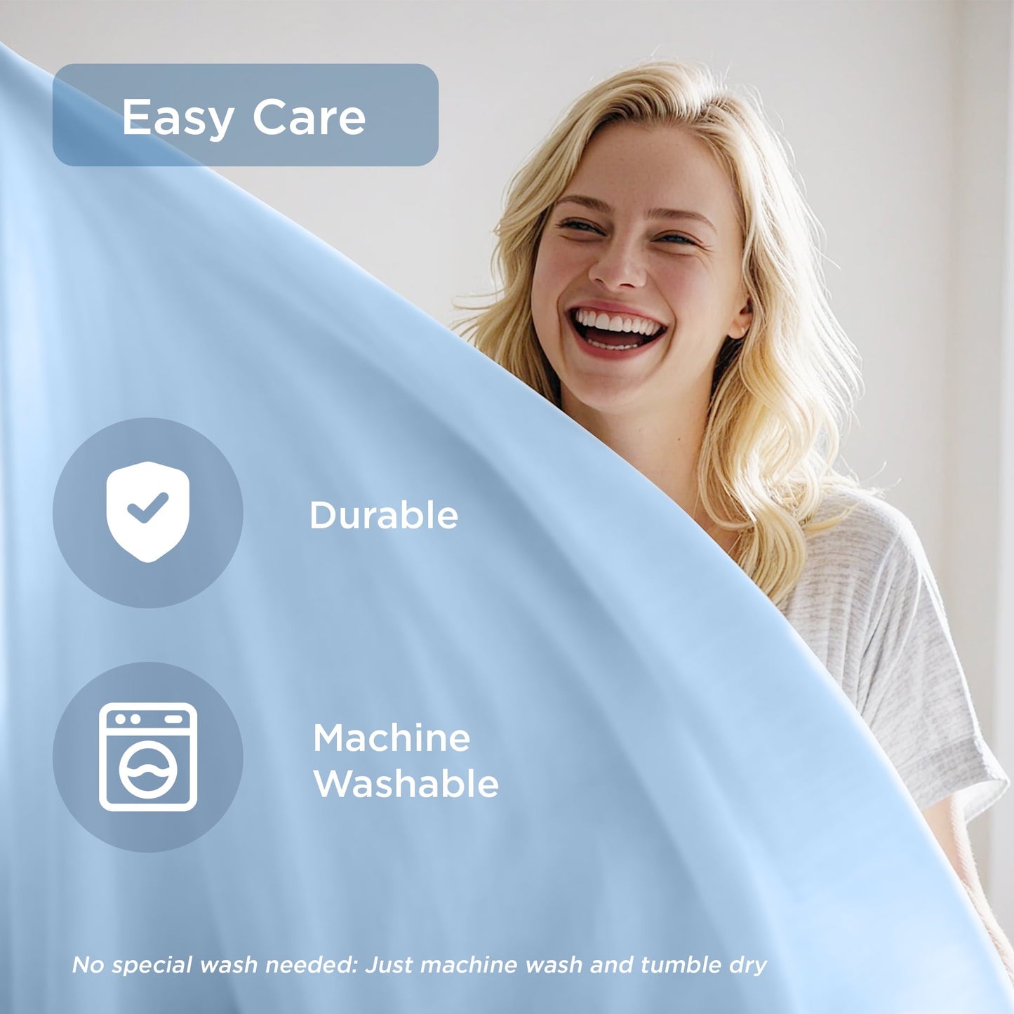 Breathable Luxury Full/QueenSize Sheet Set, 3 Piece Cooling Bed Sheet with Deep Pocket for Hot Sleepers, Ice Blue - Luxury Bed Sheet Set with Deep Pockets Detail