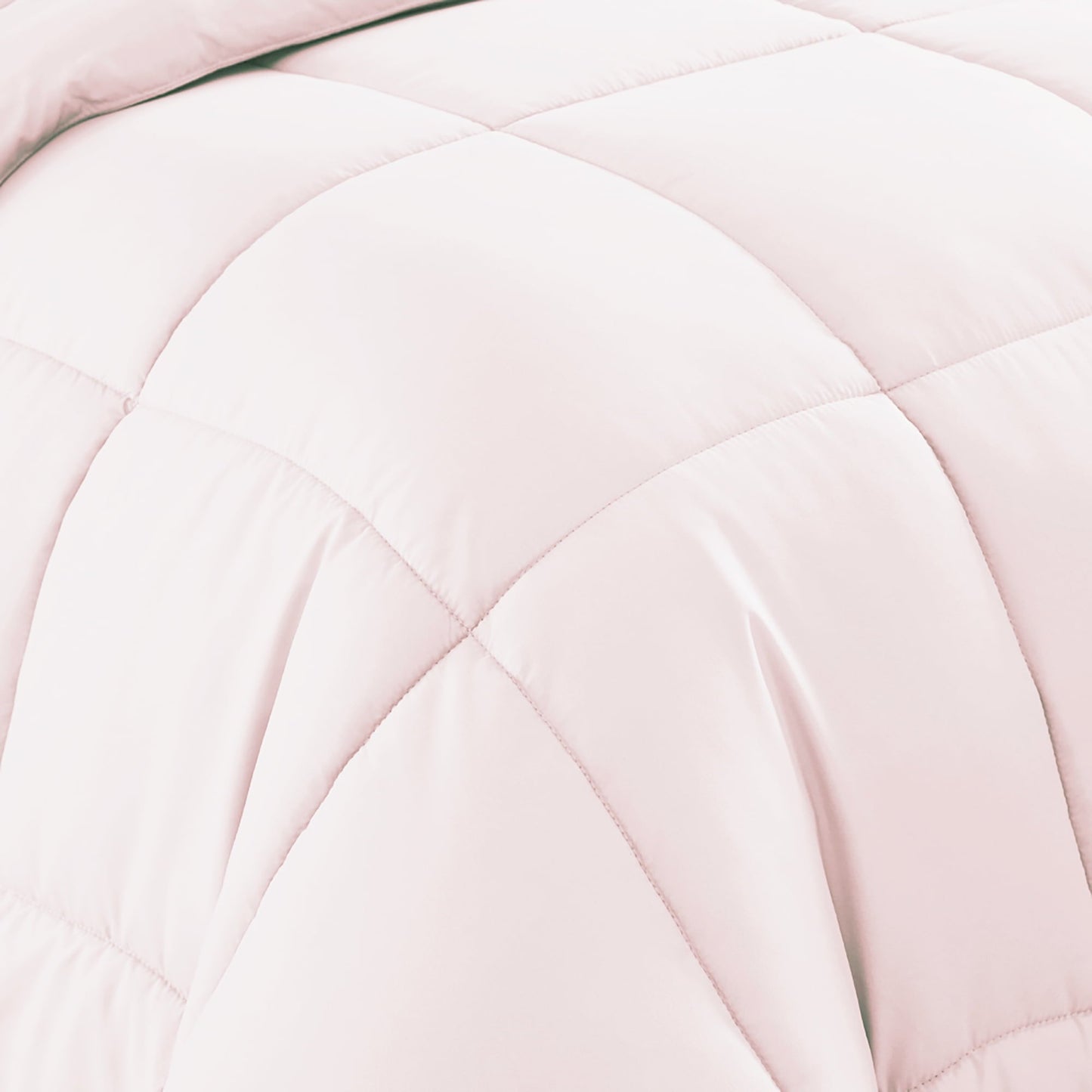 Fluffy Down Alternative Supreme 7 Piece Bed-In-A-Bag All Season Solid Comforter & Sheet Set, Full, Pale Pink - Cloud-Like Soft Lightweight Bed Comforter Detail