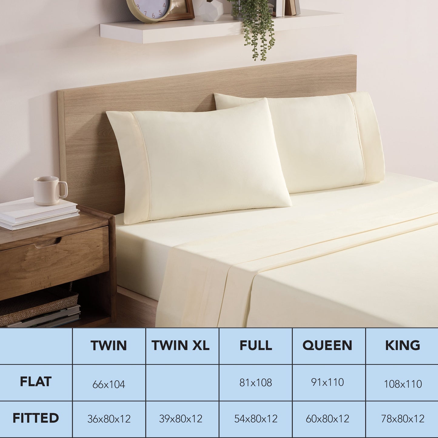Wrinkle-Resistant Brushed Microfiber Fitted Sheets - Bedding Essentials - Full - (6 Pack) Ivory - Cooling Hotel Quality Bedding Sheets and Pillowcases Detail