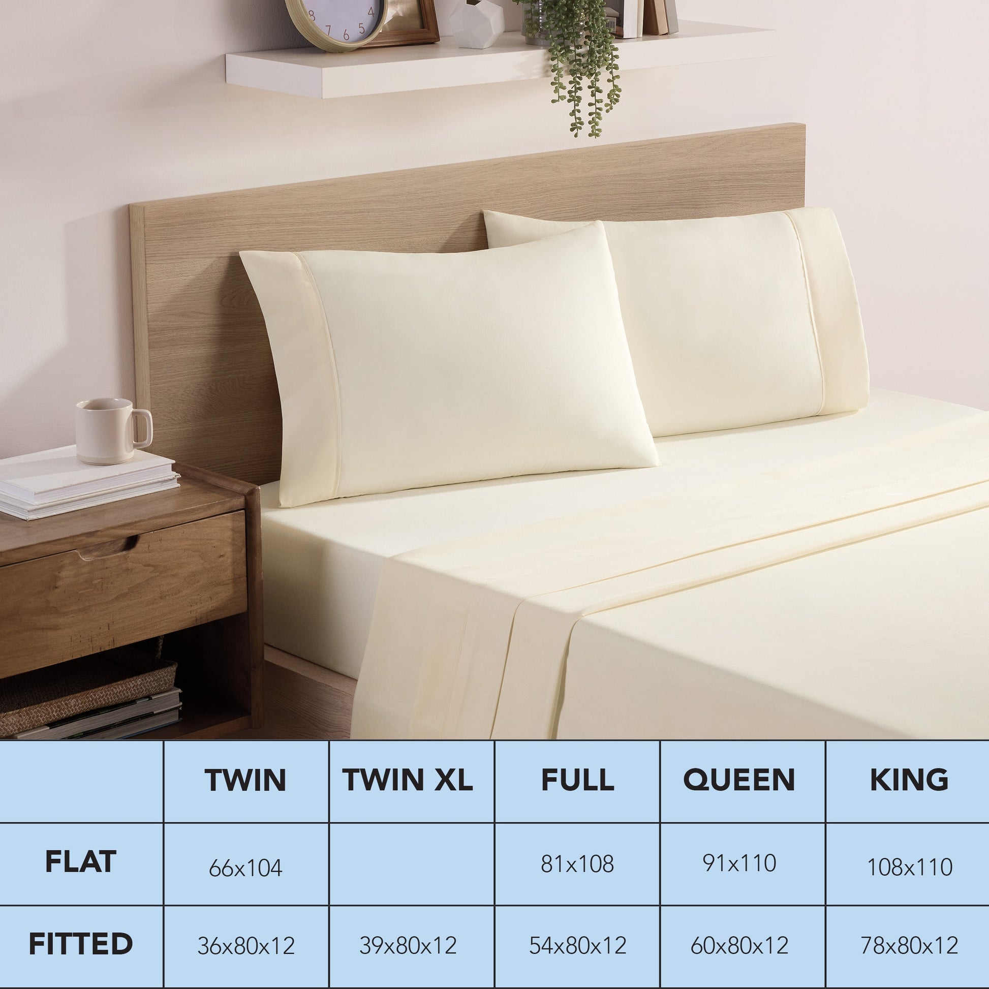 Wrinkle-Resistant Brushed Microfiber Fitted Sheets - Bedding Essentials - Full - (6 Pack) Ivory - Cooling Hotel Quality Bedding Sheets and Pillowcases Detail