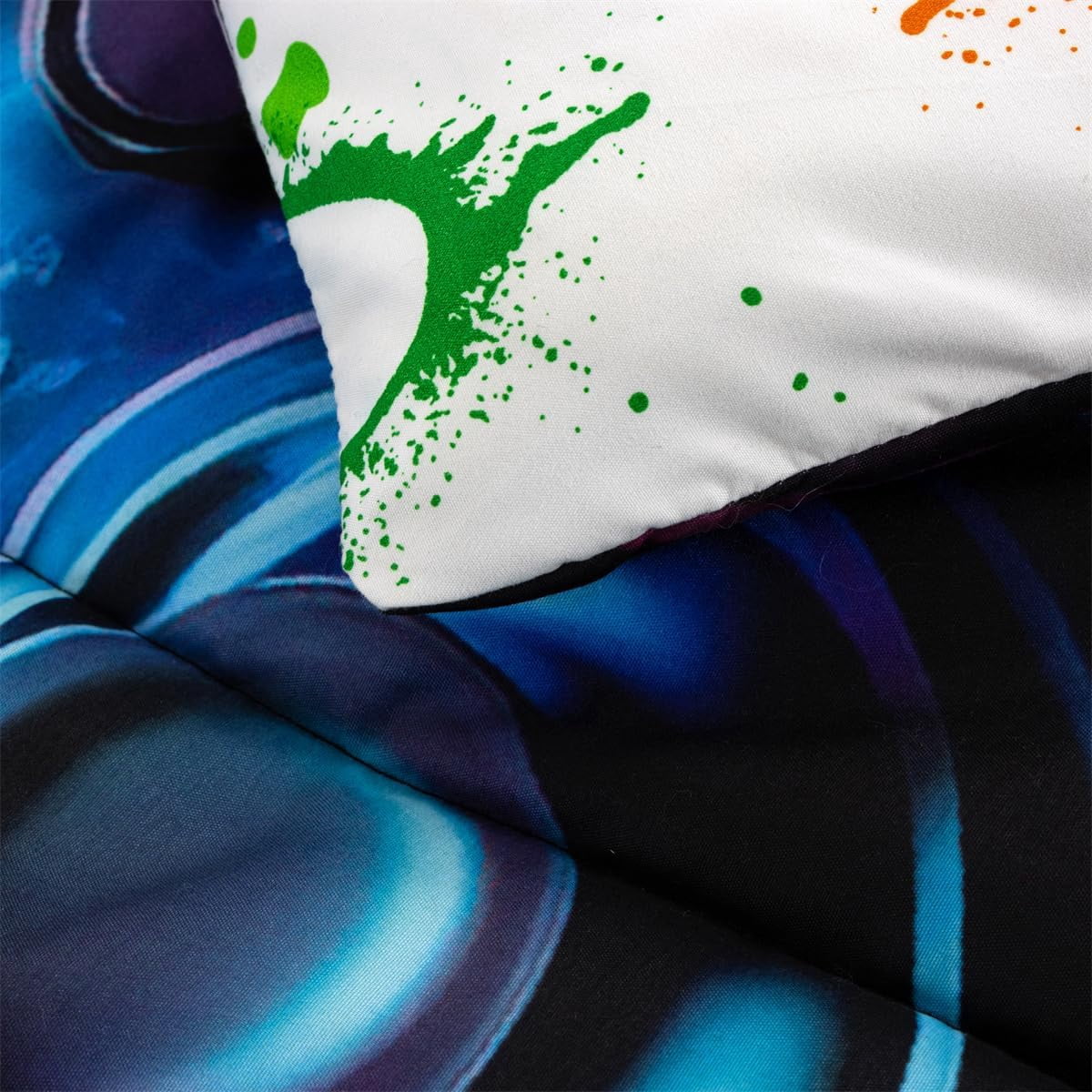 Heavyweight Warmth Game Console Comforter Set for Boys Girls Kids Space Universe Gaming Geometric Lightweight Microfiber Gamer Bedding S... - Luxurious Quilted Duvet Cover Set Detail