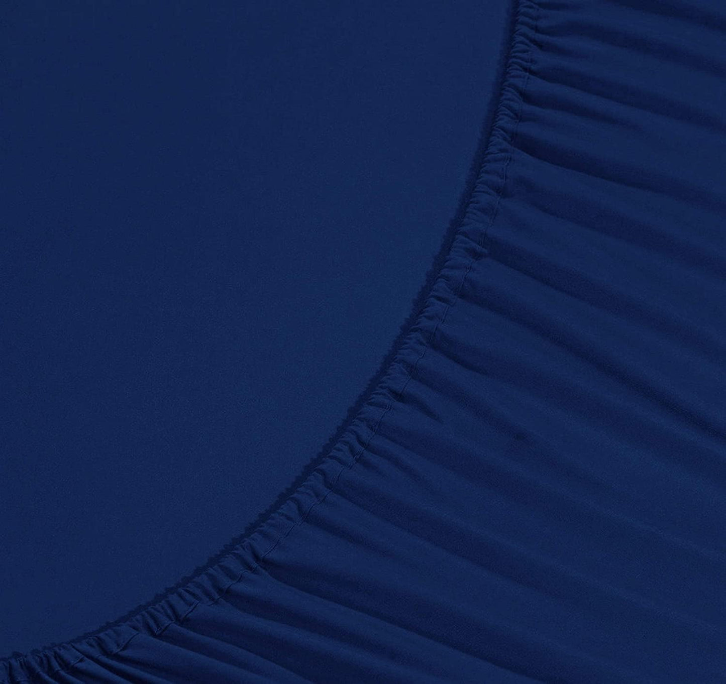 Cooling Sateen 4-Piece Microfiber Bed Sheet Set, Soft & Breathable, Wrinkle & Fade Resistant, Deep Pocket, Queen, Navy Blue - Luxury Bed Sheet Set with Deep Pockets Detail