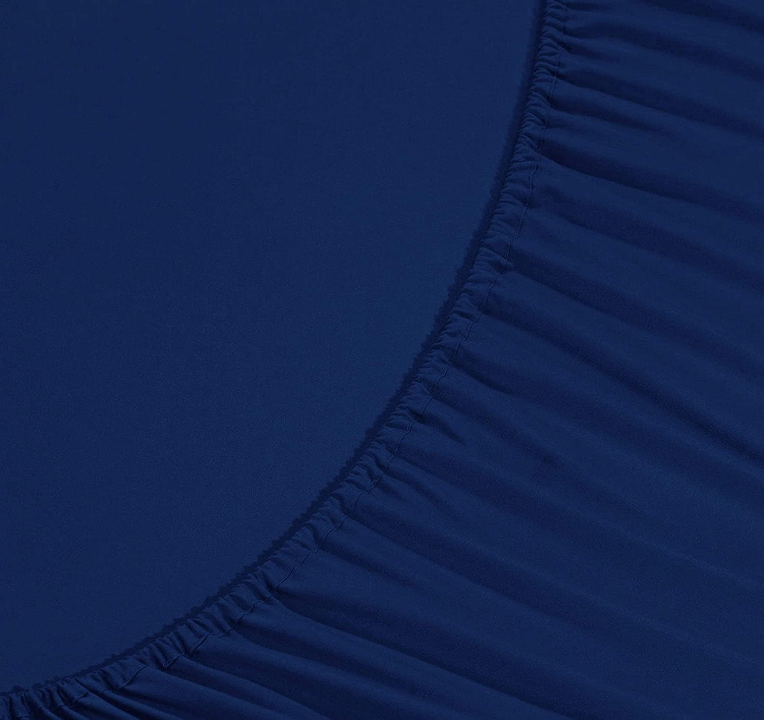 Cooling Sateen 4-Piece Microfiber Bed Sheet Set, Soft & Breathable, Wrinkle & Fade Resistant, Deep Pocket, Queen, Navy Blue - Luxury Bed Sheet Set with Deep Pockets Detail
