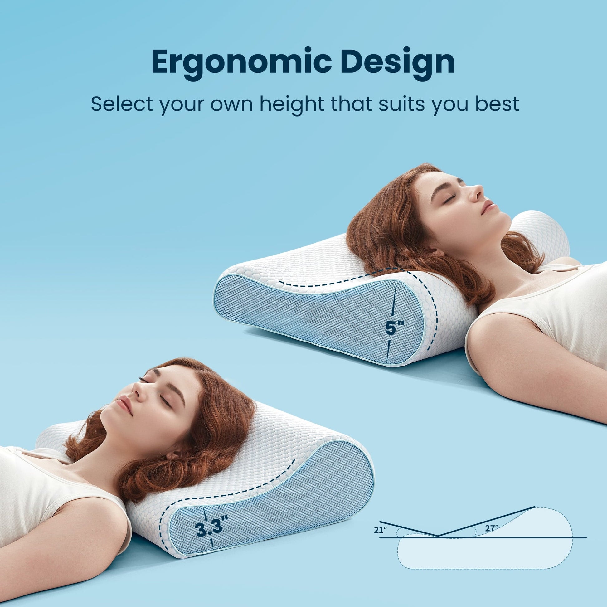 Decorative Plump Standard Cooling Memory Foam Pillow, Ergonomic Adjustable Orthopedic Contour Bed Pillows Neck Support for Side Back S... - Decorative Throw Pillow Cushion for Sofa & Bed Detail