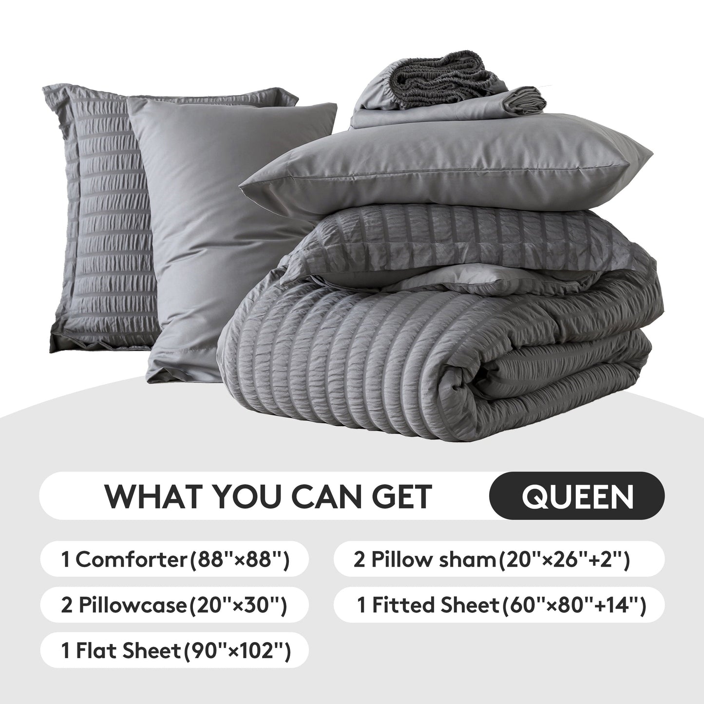 Luxurious Quilted 7 Piece Queen Comforter Set, Bed in a Bag with Sheets, Pillowcases & Shams, All Season Soft Bedding, Cozy and Lightwe... - All-Season Down Alternative Comforter Insert Detail