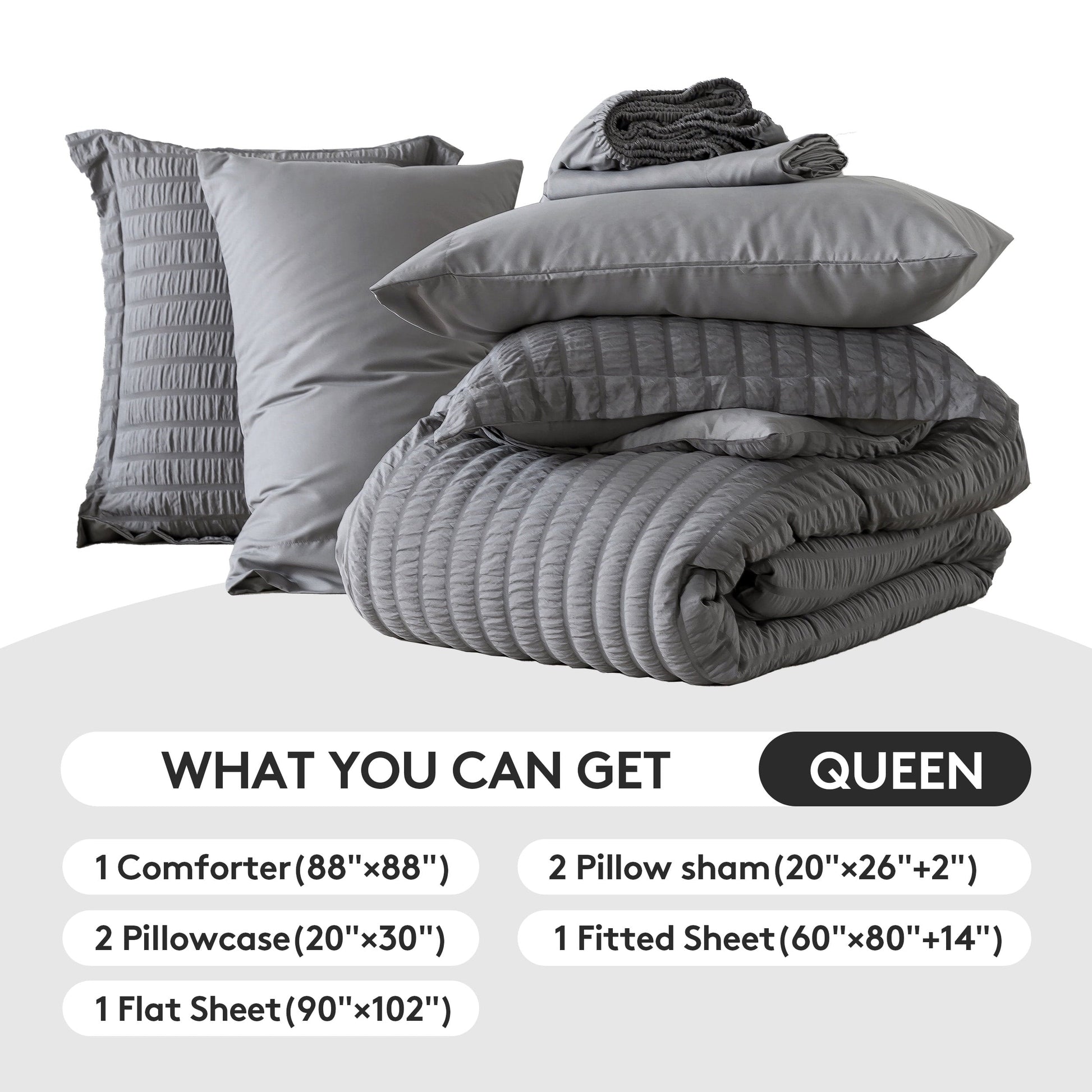 Luxurious Quilted 7 Piece Queen Comforter Set, Bed in a Bag with Sheets, Pillowcases & Shams, All Season Soft Bedding, Cozy and Lightwe... - All-Season Down Alternative Comforter Insert Detail