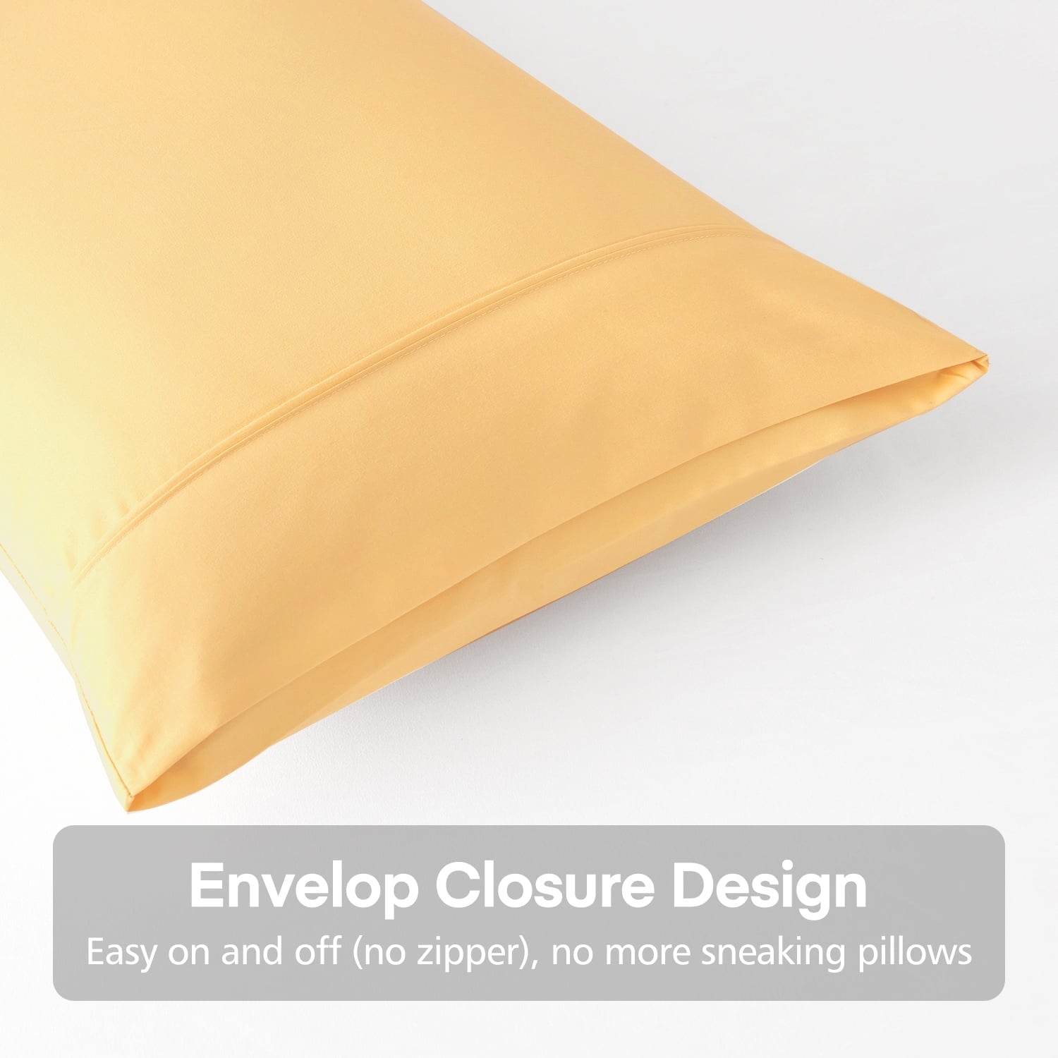 Orthopedic Support Solid Print Pillow Cases, King, Beige, 2-Pieces - Ergonomic Memory Foam Pillow for Neck Pain Support Detail
