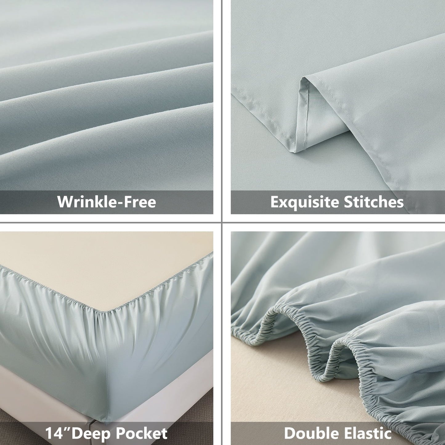 Breathable Luxury Sheets Set 4 Piece Queen/Full Size Sheet Set, Soft & Lightweight And Breathable ding Set, Fitted Sheet, Flat Sheet & ... - Luxury Bed Sheet Set with Deep Pockets Detail