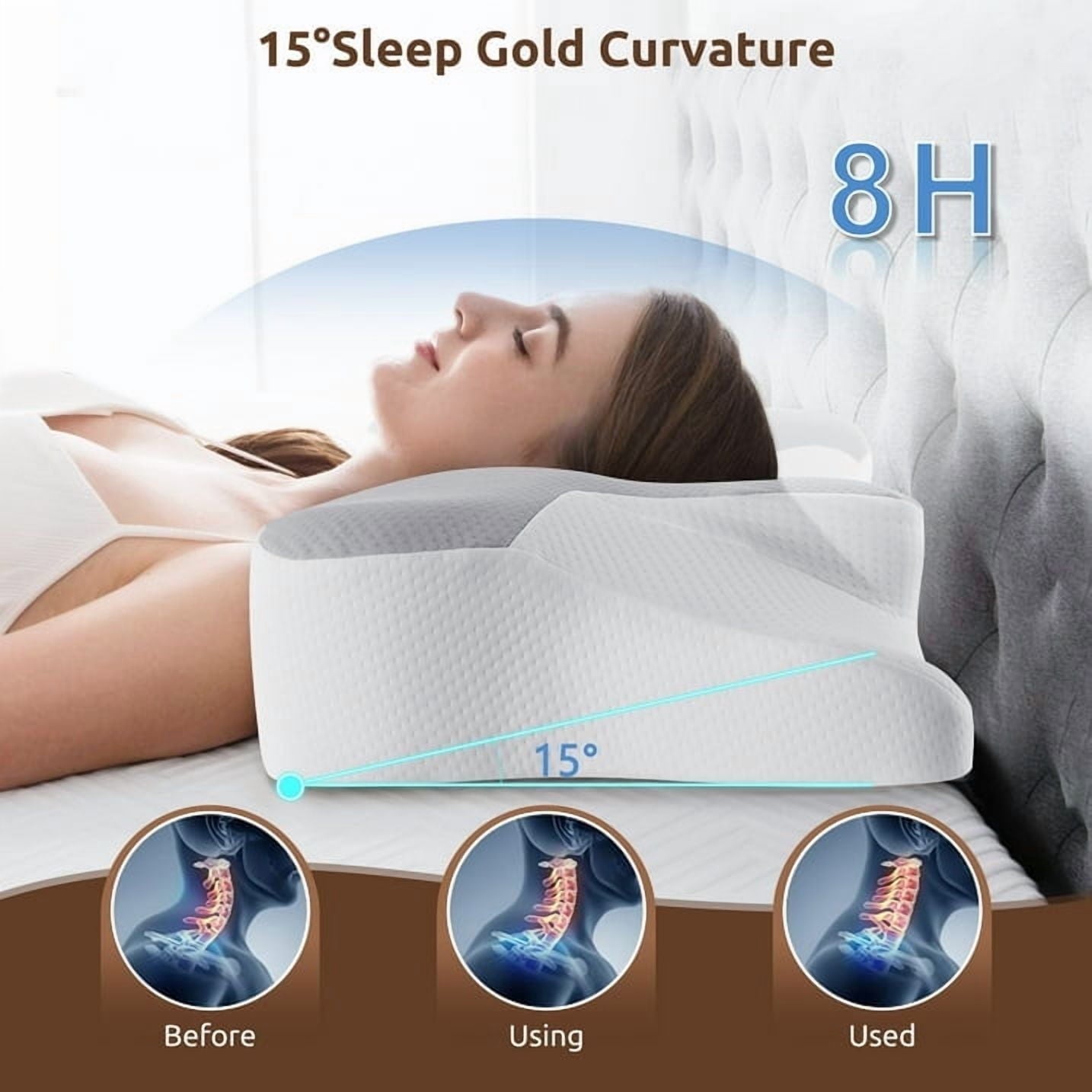 Hotel Collection Cervical Pillow for Sleeping Memory Foam Neck Pain Relief Contour Orthopedic Ergonomic Pillows for Women Side Sleeper... - Orthopedic Shredded Foam Bed Pillow Set Detail