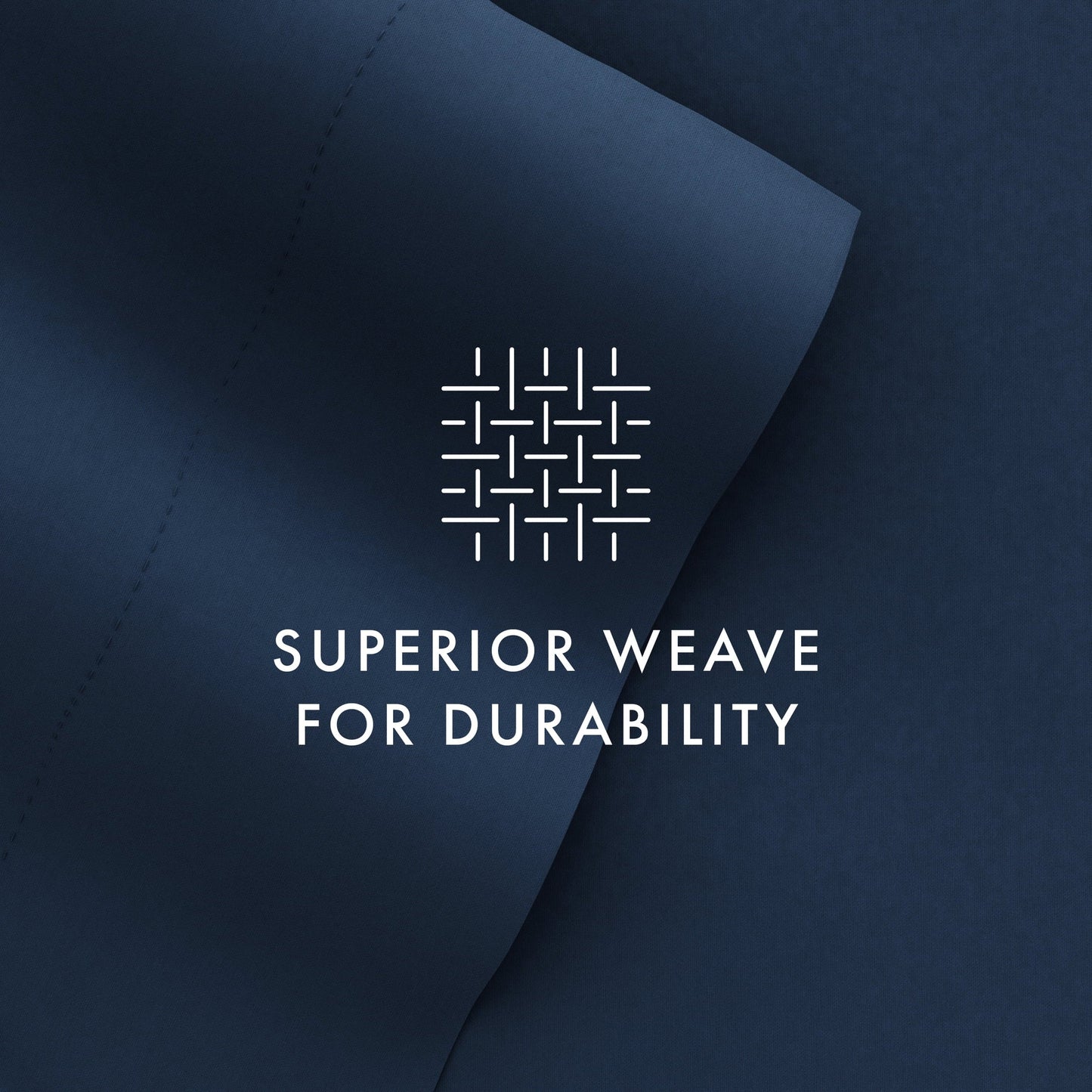 Cooling Sateen 4 Piece Solid Microfiber Bed Sheet Set, Navy, Queen - Premium Ultra-Soft Pillowcase Pair for Sleeping Detail