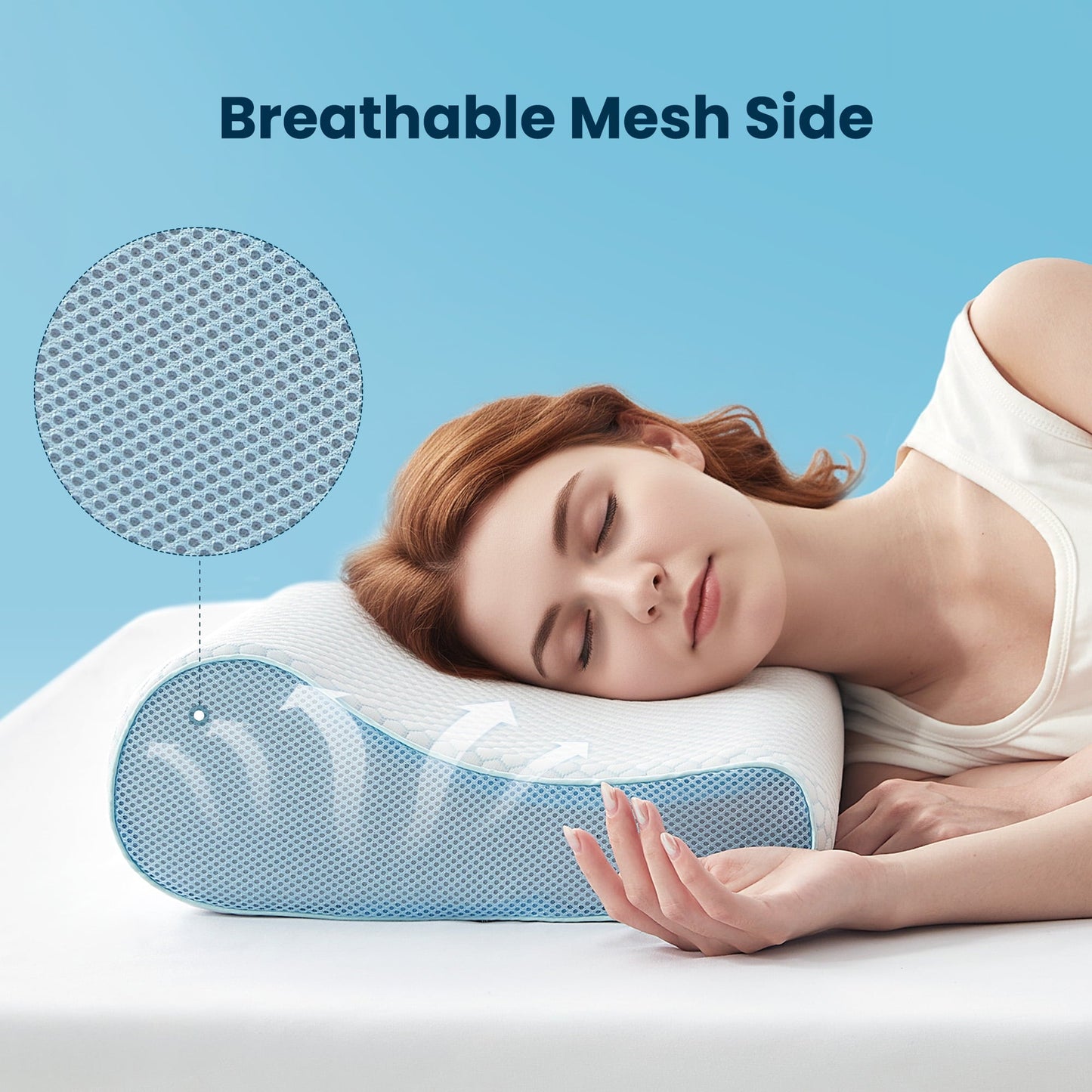 Decorative Plump Standard Cooling Memory Foam Pillow, Ergonomic Adjustable Orthopedic Contour Bed Pillows Neck Support for Side Back S... - Decorative Throw Pillow Cushion for Sofa & Bed Detail