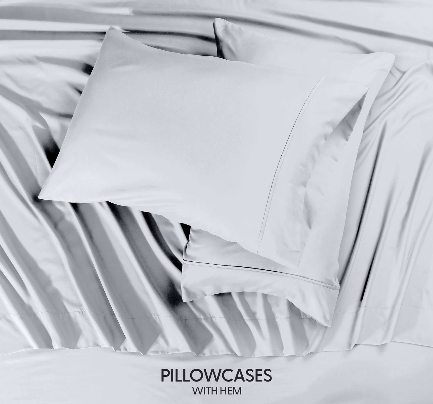 Cooling Sateen Queen Size Bed Sheet Set in Bright White – 4 Piece Microfiber Sheets, Ultra-Soft, Deep Pocket, Wrinkle-Resistant, Eas... - Luxury Bed Sheet Set with Deep Pockets Detail