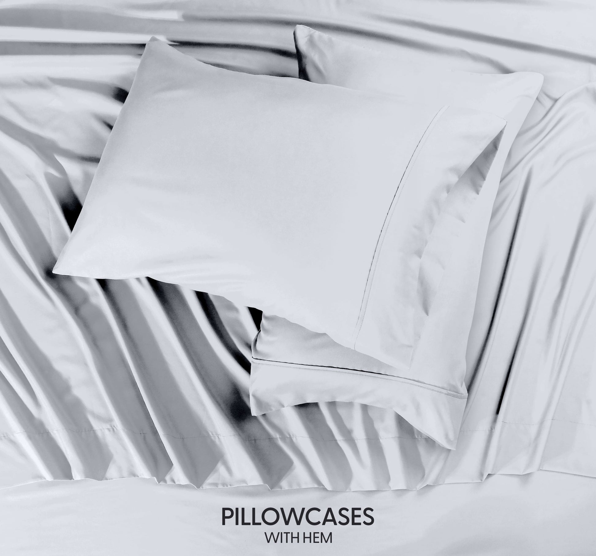 Cooling Sateen Queen Size Bed Sheet Set in Bright White – 4 Piece Microfiber Sheets, Ultra-Soft, Deep Pocket, Wrinkle-Resistant, Eas... - Luxury Bed Sheet Set with Deep Pockets Detail