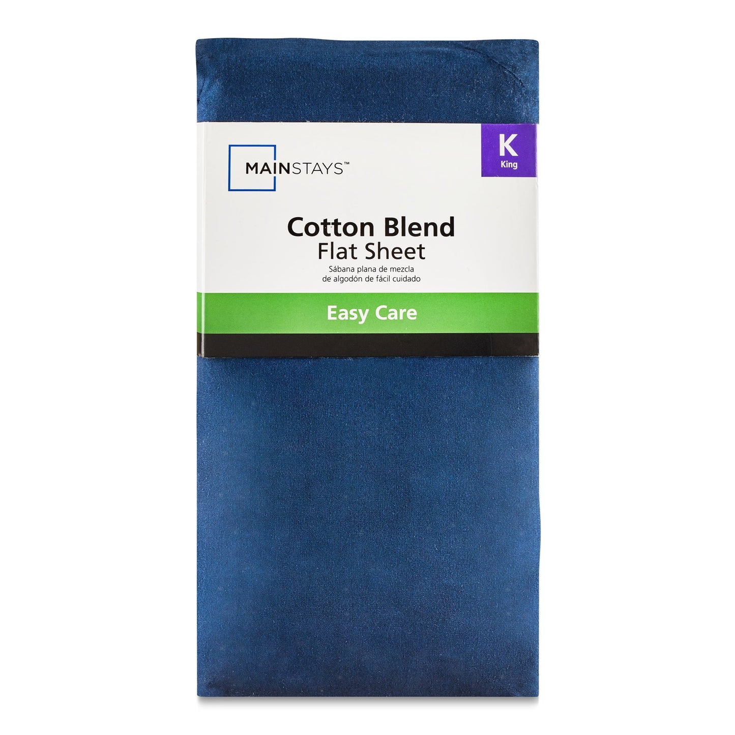 Wrinkle-Resistant 300 Thread Count Easy Care Blue Cove Cotton Blend Percale Flat Bed Sheet, King - Cooling Hotel Quality Bedding Sheets and Pillowcases Detail