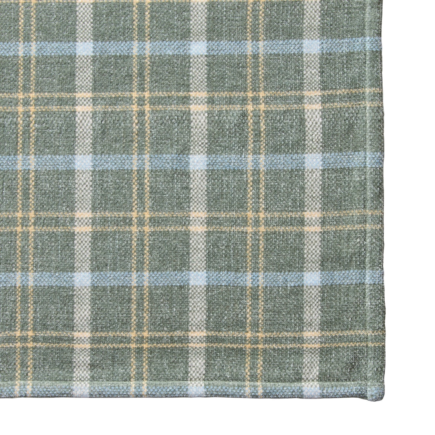 Reversible Sherpa Woven Chenille Plaid Throw Blanket, Green River , 50x72 Inches - Luxury Knitted Decorative Throw Blanket with Fringes Detail