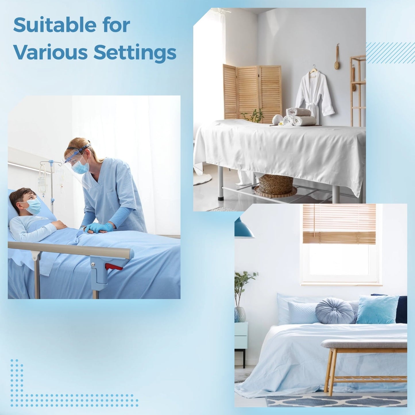 Cooling Sateen 6 Pcs Hospital Bed Sheets Set, Includes 2 Fitted Sheet 84x36x14", 2 Flat Sheets 104x59", 2 Pillowcases 19x29", Soft B... - Luxury Bed Sheet Set with Deep Pockets Detail