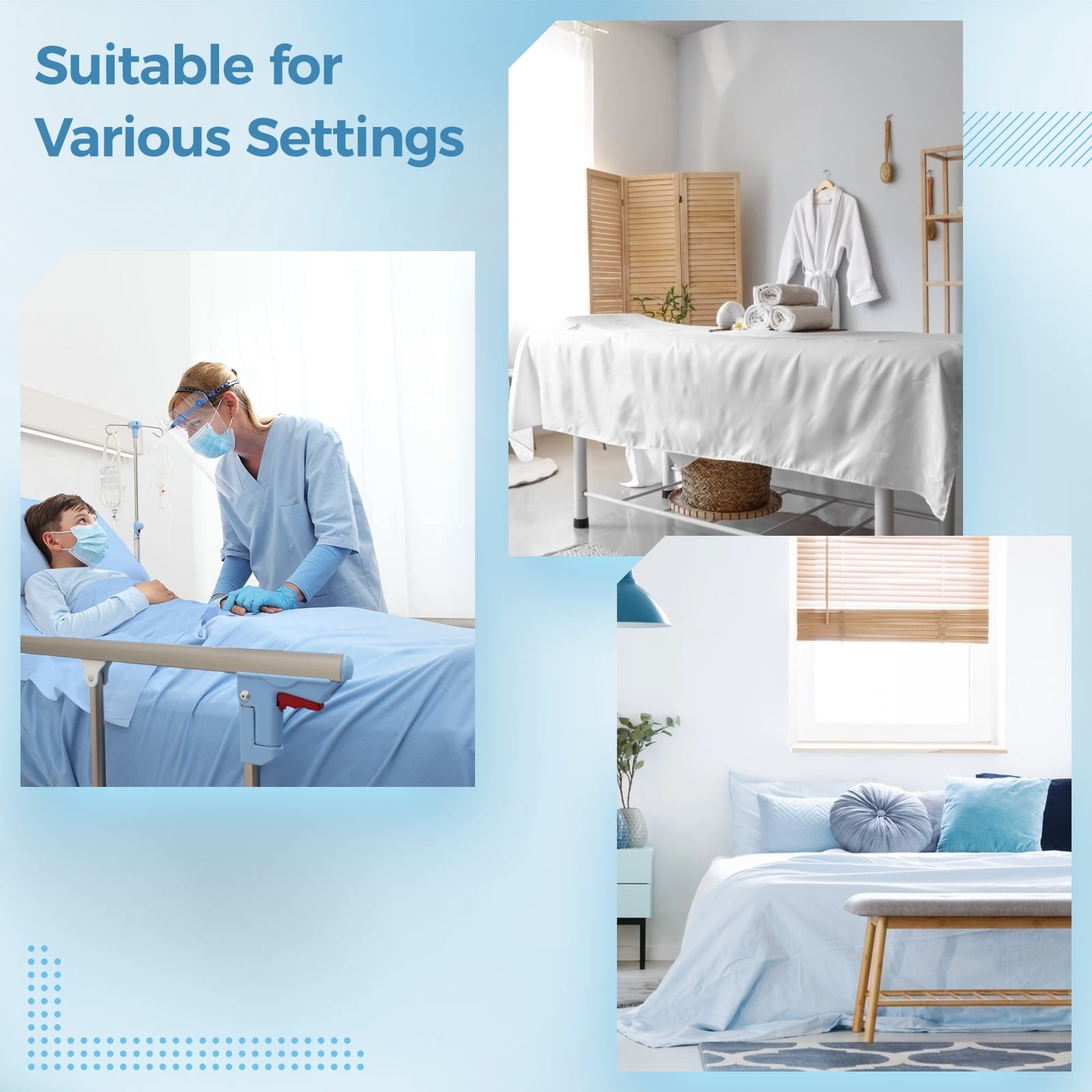 Cooling Sateen 6 Pcs Hospital Bed Sheets Set, Includes 2 Fitted Sheet 84x36x14", 2 Flat Sheets 104x59", 2 Pillowcases 19x29", Soft B... - Luxury Bed Sheet Set with Deep Pockets Detail