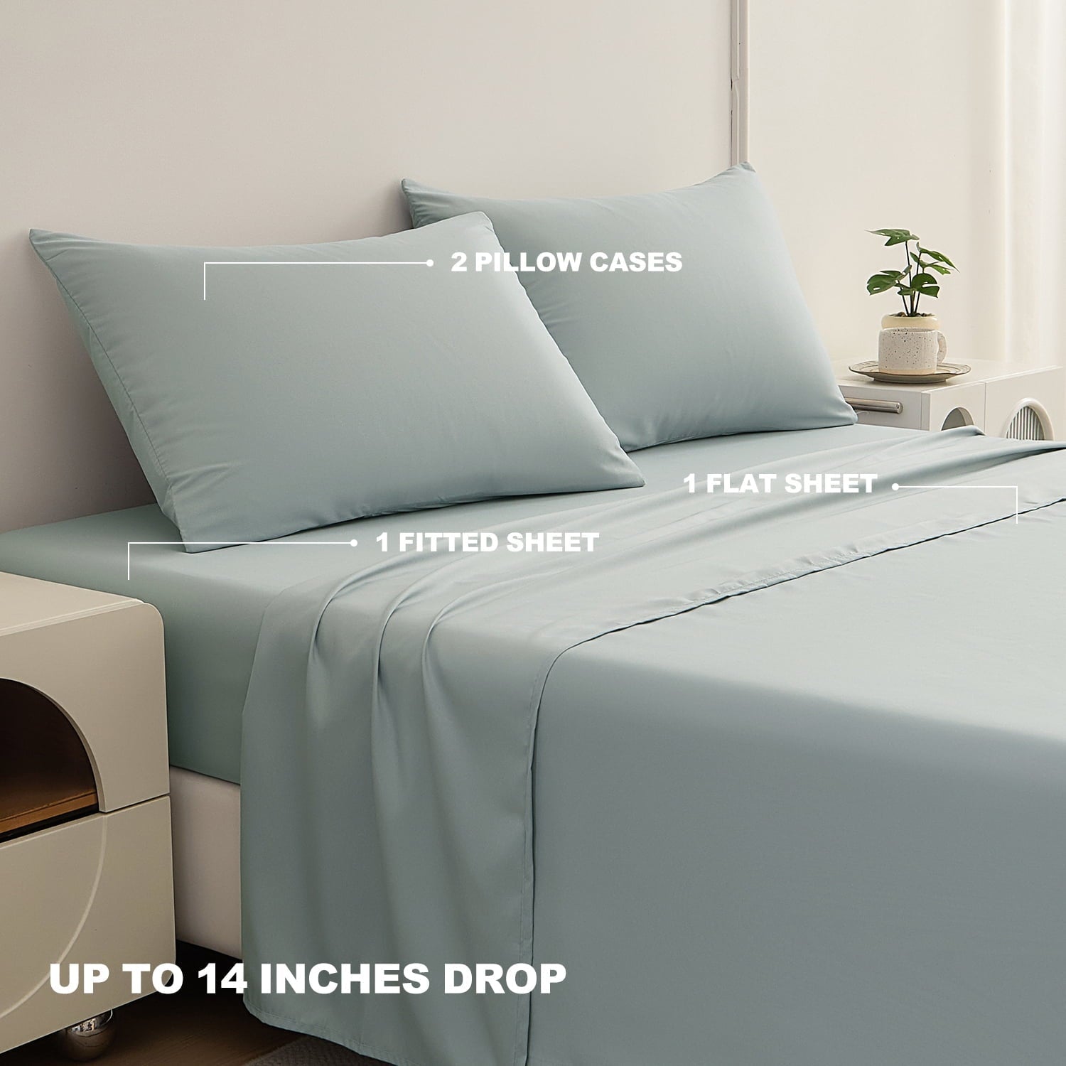 Breathable Luxury Sheets Set 4 Piece Queen/Full Size Sheet Set, Soft & Lightweight And Breathable ding Set, Fitted Sheet, Flat Sheet & ... - Luxury Bed Sheet Set with Deep Pockets Detail
