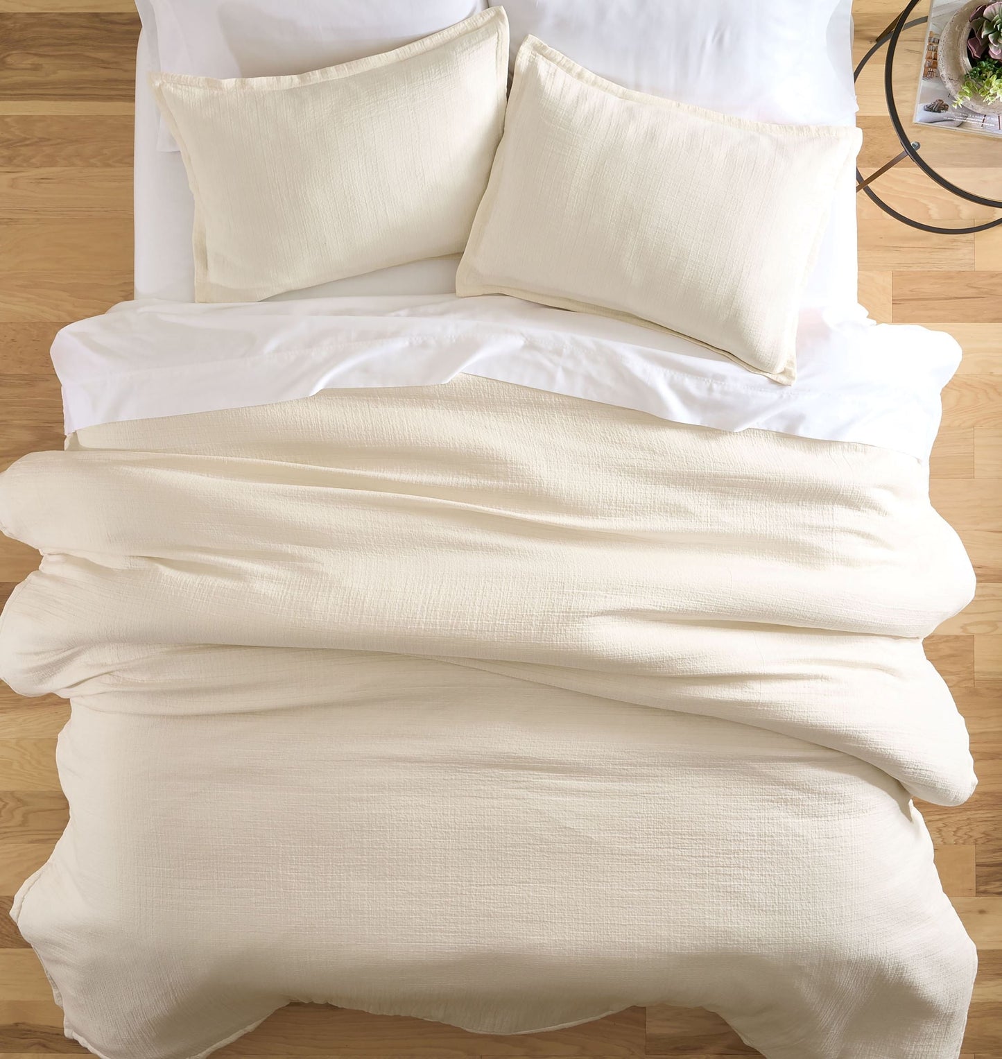 Heavyweight Warmth 3-Piece Cream Gauze Comforter Set, Adult Full/Queen - Hypoallergenic Ultra-Fluffy Quilt for Winter Detail