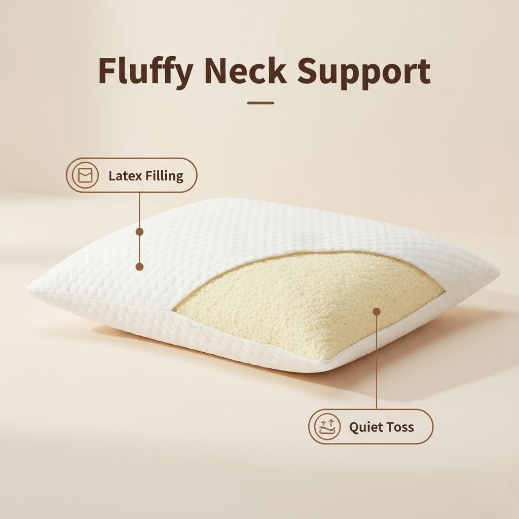 Fluffy Shredded Queen Size Latex Pillow (2 Pack) Shredded Natural Latex Cooling Bed Pillows for Side & Back Sleepers, Medium Firm Sup... - Hotel Quality Plush Sleeping Pillows Detail
