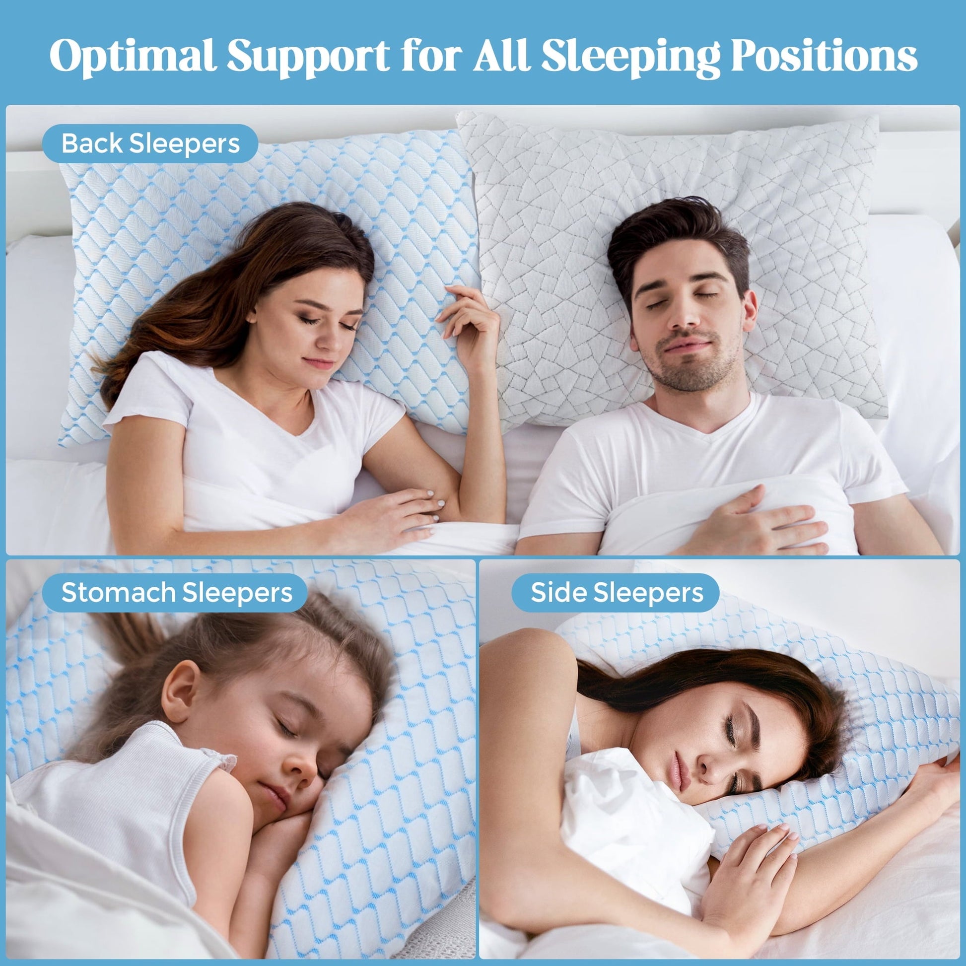 Orthopedic Support Shredded Memory Foam Pillows Standard Size Set of 2, Regulating Reversible Cooling Pillow Bed Pillow for Bed, Adjusta... - Hotel Quality Plush Sleeping Pillows Detail