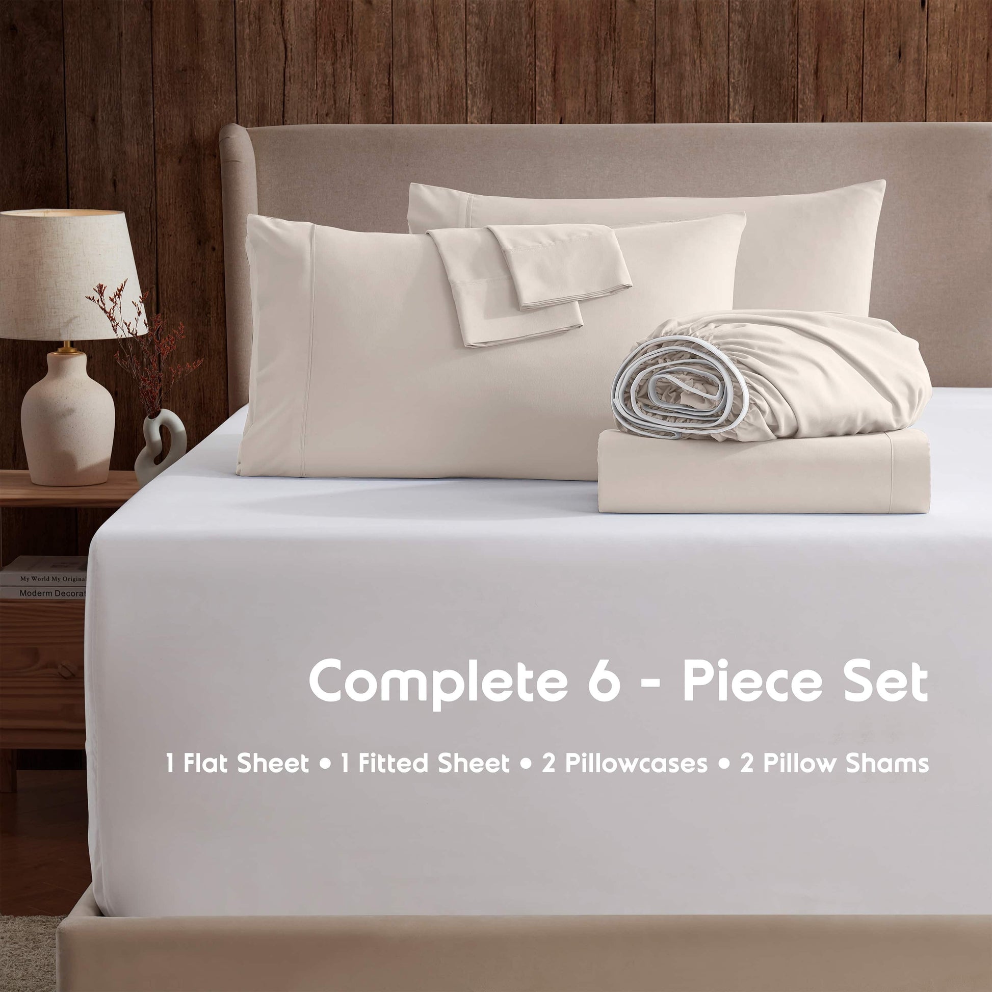 Cooling Sateen Extra Deep Pocket Queen Sheets set, Fits 18"-24" Mattress, 6 Piece Soft Microfiber Bed Sheet Sets, Linen - Luxury Bed Sheet Set with Deep Pockets Detail