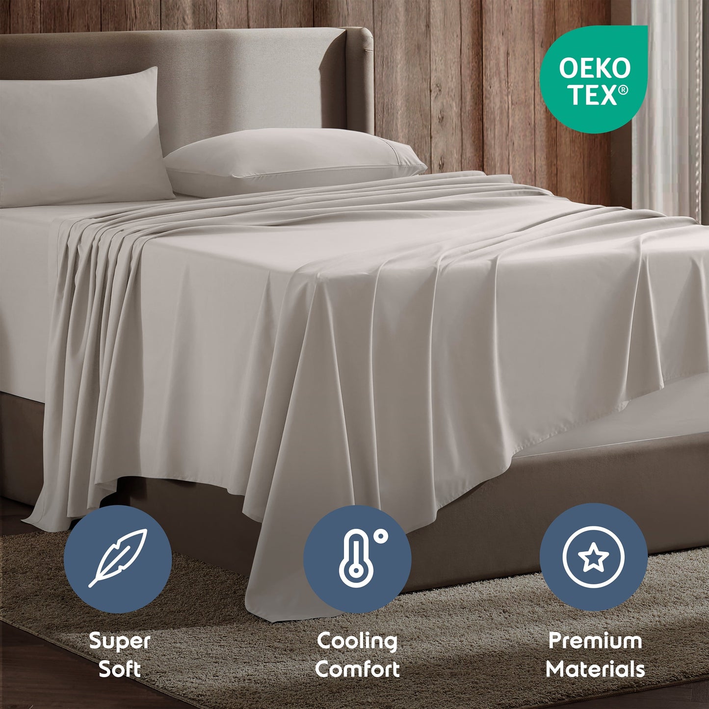 Premium Egyptian Cotton Extra Deep Pocket Full Sheets Set, 4 Piece, Fits 18"-24" Mattress, Breathable & Extra Soft Bed Sheets, Linen - Luxury Bed Sheet Set with Deep Pockets Detail