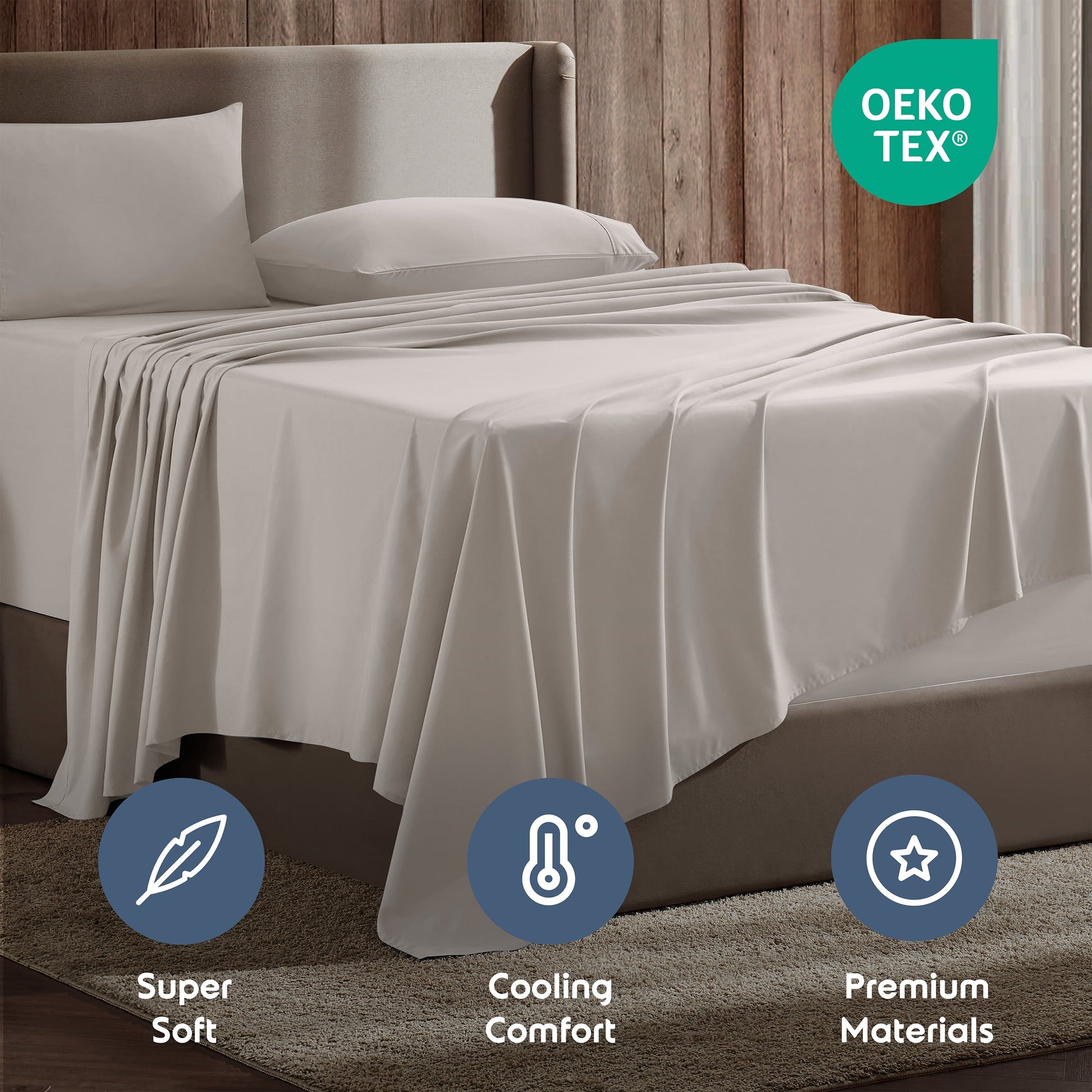 Premium Egyptian Cotton Extra Deep Pocket Full Sheets Set, 4 Piece, Fits 18"-24" Mattress, Breathable & Extra Soft Bed Sheets, Linen - Luxury Bed Sheet Set with Deep Pockets Detail