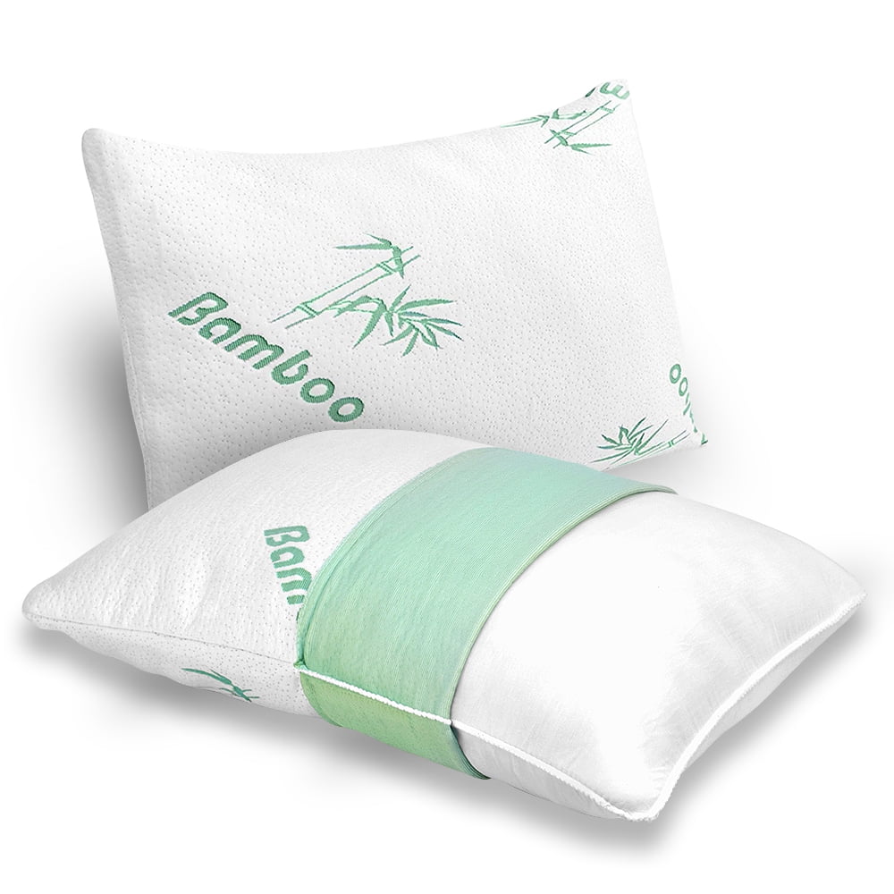 Decorative Plump Memory Foam Pillows Queen Size Set of 2 - Cooling Bed Pillows for Sleeping - Back, Stomach, Side Sleeper Soft, Comfy ... - Orthopedic Shredded Foam Bed Pillow Set Detail