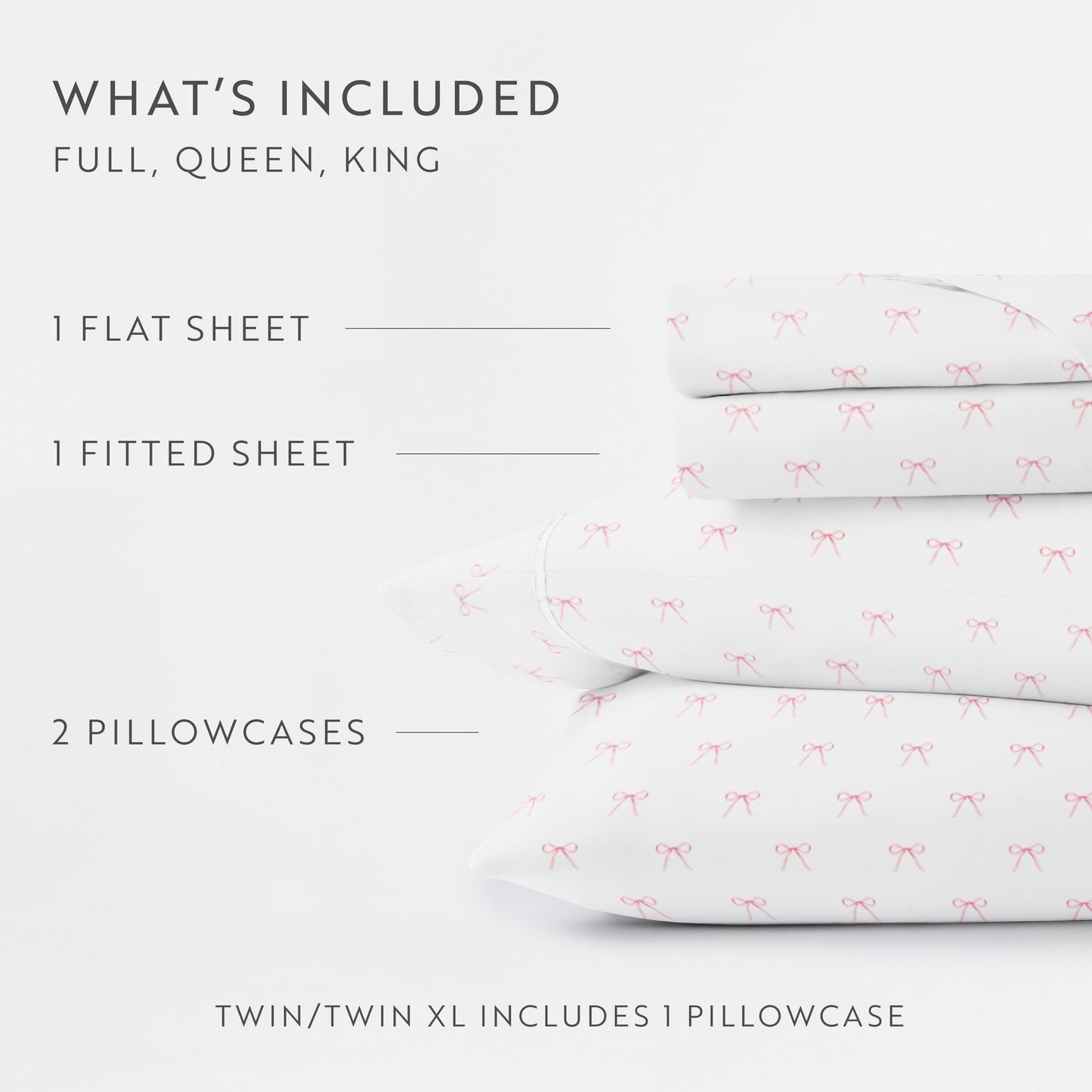 Wrinkle-Resistant 3 Piece Ditsy Pattern Microfiber Bed Sheets, Pink Bows, Twin-XL - Breathable Egyptian Cotton Flat & Fitted Sheets Detail