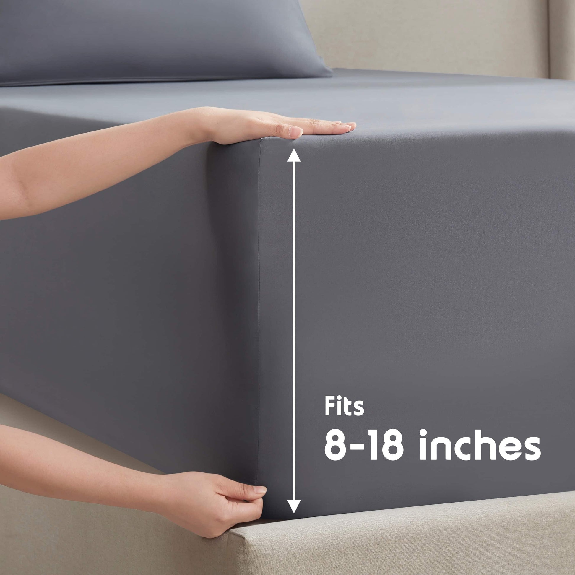 Ultra-Soft Sheet Sets, Deep Pocket 4 Piece, Luxury Soft Microfiber Bed Sheet Sets, GRAY - Cooling Hotel Quality Bedding Sheets and Pillowcases Detail