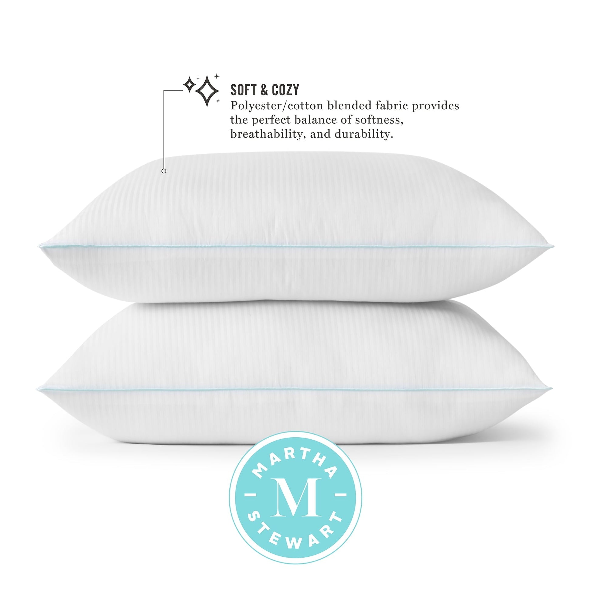 Ergonomic Memory Foam Classic Stripe Bed Pillows Standard / Queen Size Set Of 2, Enhanced Loft Plush Pillow for All Sleep Positions, 20" x ... - Ergonomic Memory Foam Pillow for Neck Pain Support Detail
