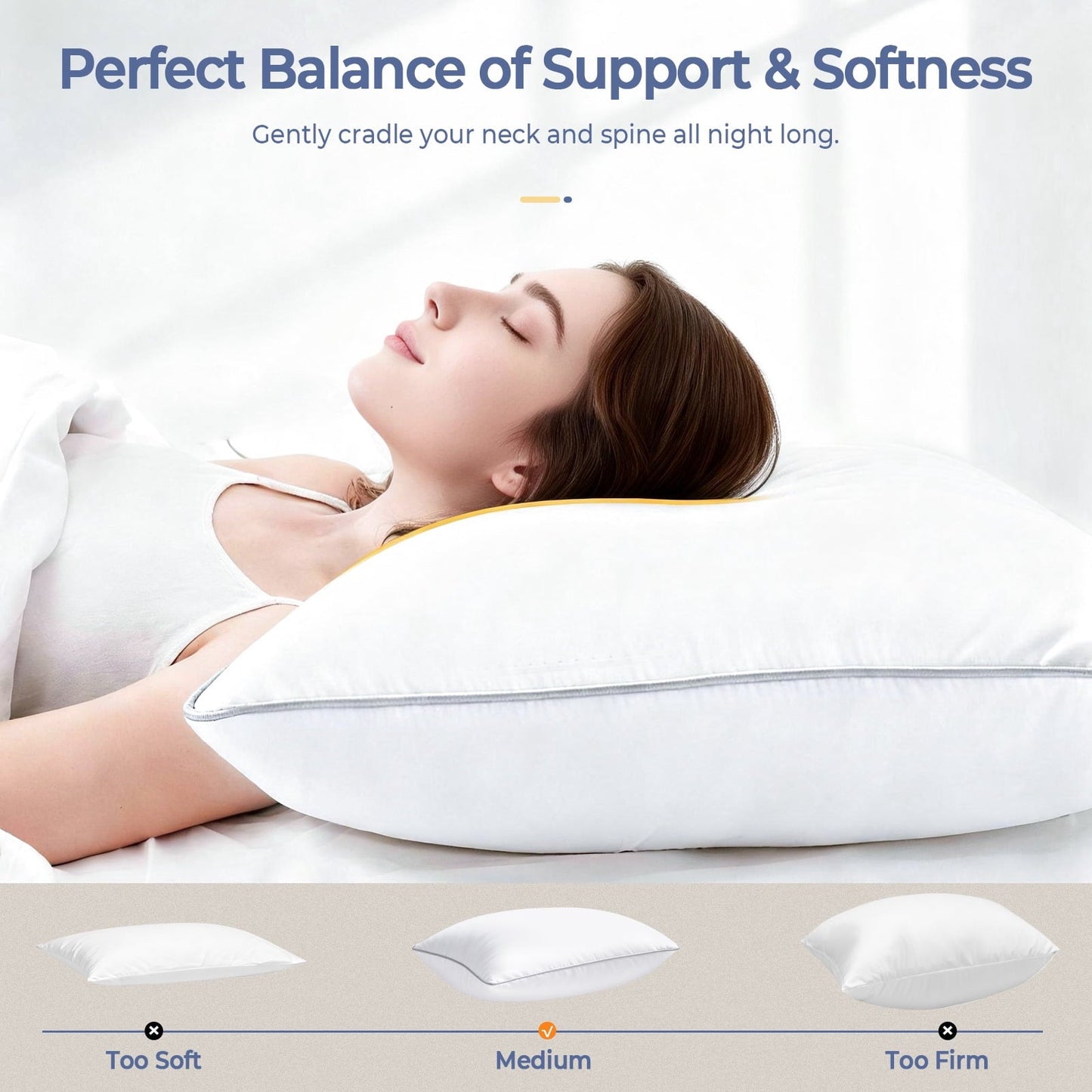 Hotel Collection Pillows Queen Size Set of 2, Bed Pillows for Side and Back Sleepers, Soft Down Alternative Pillows, Hotel Quality and... - Hotel Quality Plush Sleeping Pillows Detail