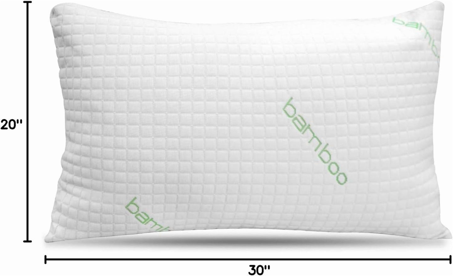 Fluffy Shredded Queen Size Bamboo Pillow, Memory Foam Bed Pillows with Washable Pillowcases, Queen - Ergonomic Memory Foam Pillow for Neck Pain Support Detail