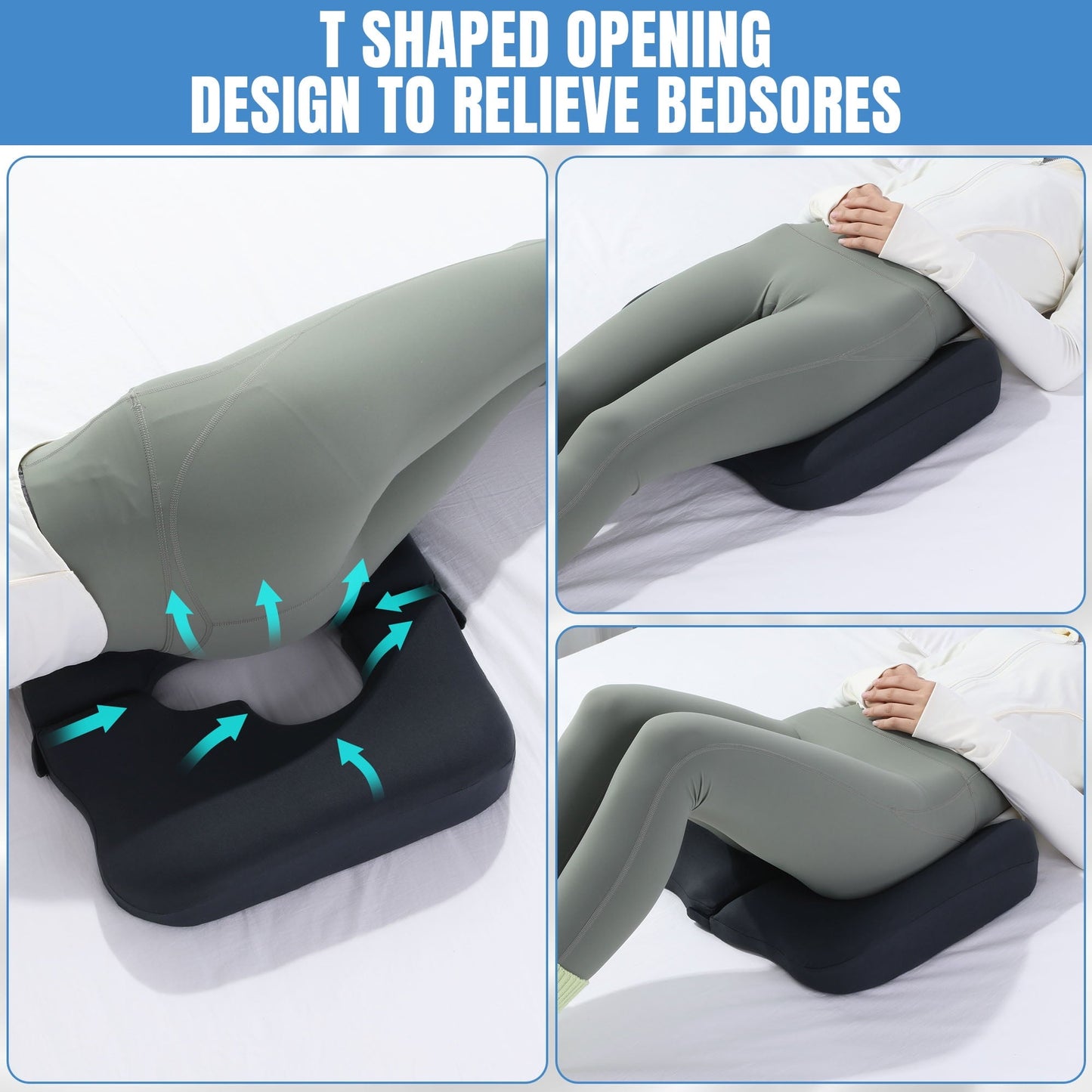 Ergonomic Memory Foam Memory Foam Bed Sore Cushions for Butt, Bedsore Pressure Relief Pillow for Sleeping and Sitting,Cushion for Bed Sores... - Orthopedic Shredded Foam Bed Pillow Set Detail
