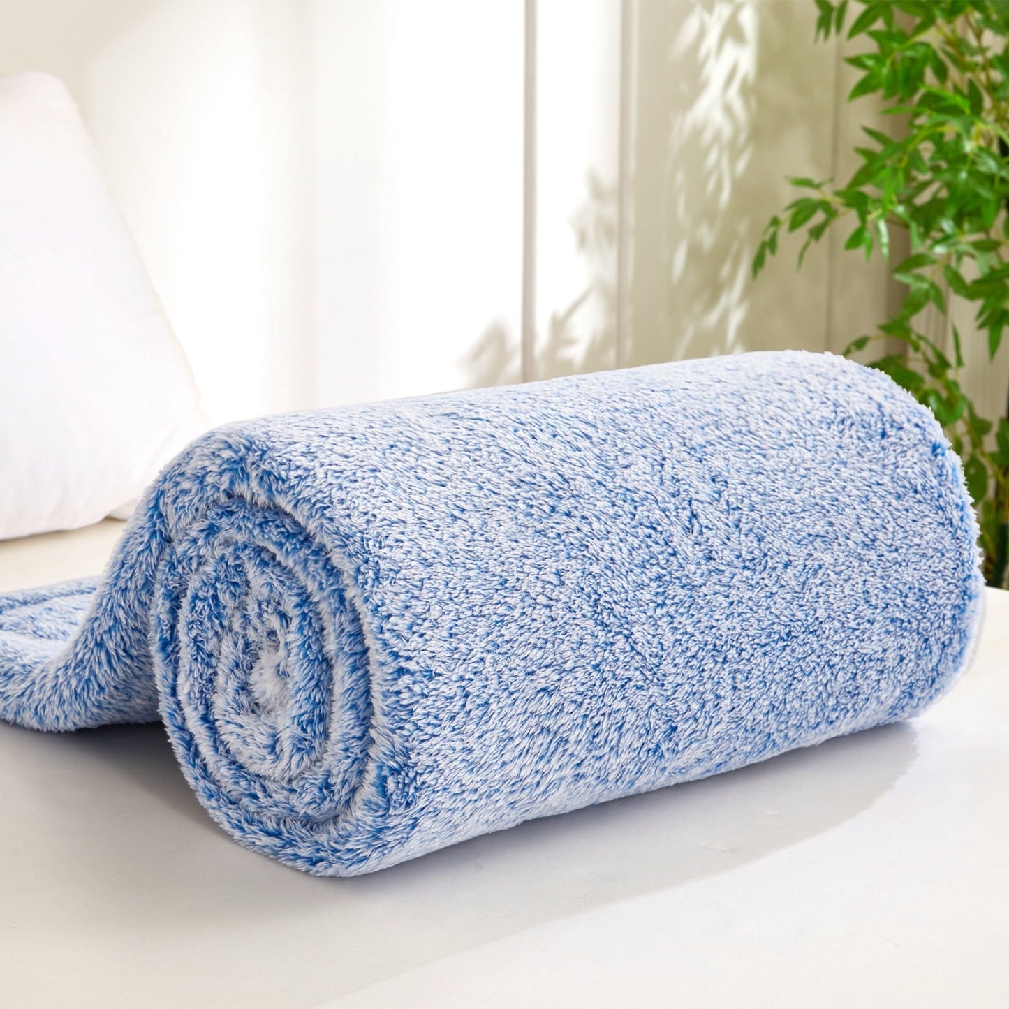 Lightweight Warm Plush Fuzzy Large Fleece Throw Blanket (50" x 70", Mixed Cobalt Blue)- Soft, Warm and Lightweight - Cozy Fleece Throw Blanket for Couch & Bed Detail